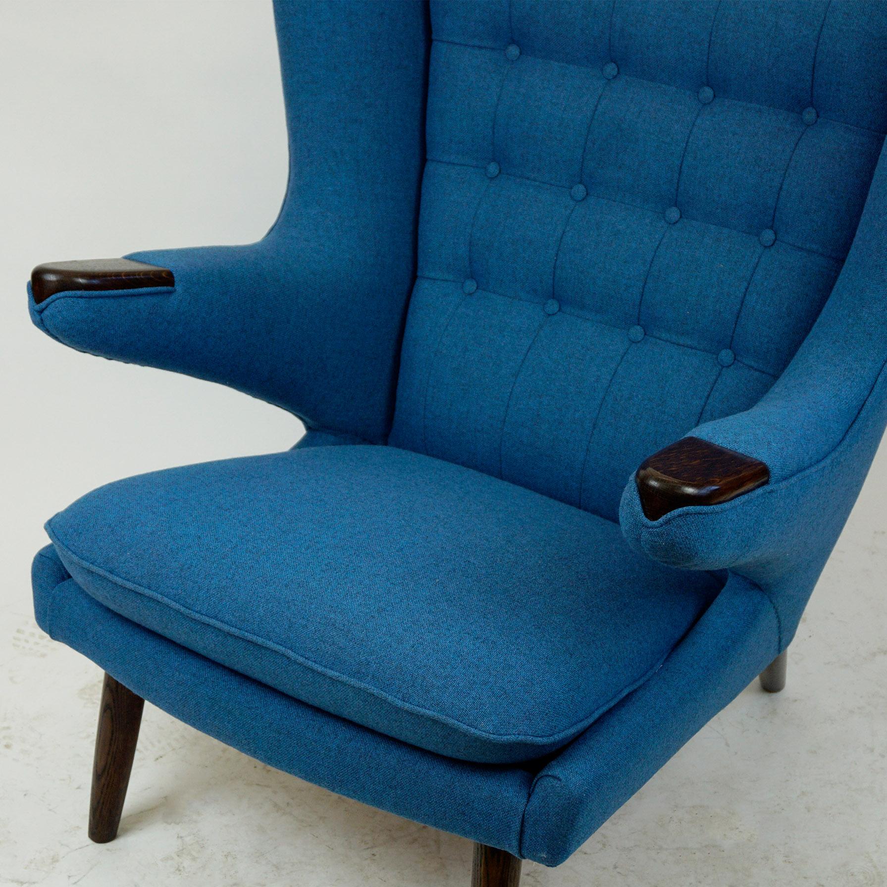 Blue Hans Wegner Mod. AP19 Papa Bear Lounge Chair for AP Stolen 8