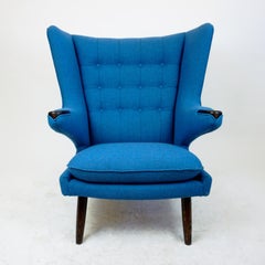 Blue Hans Wegner Mod. AP19 Papa Bear Lounge Chair for AP Stolen
