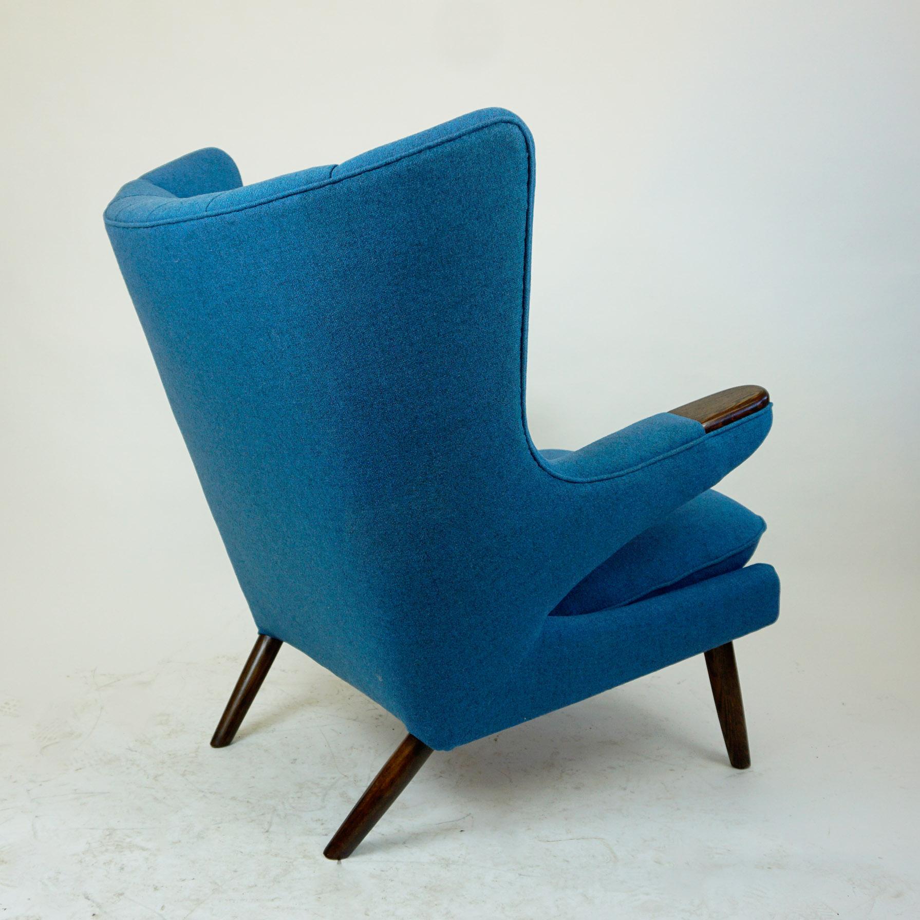 Danish Blue Hans Wegner Mod. AP19 Papa Bear Lounge Chair for AP Stolen