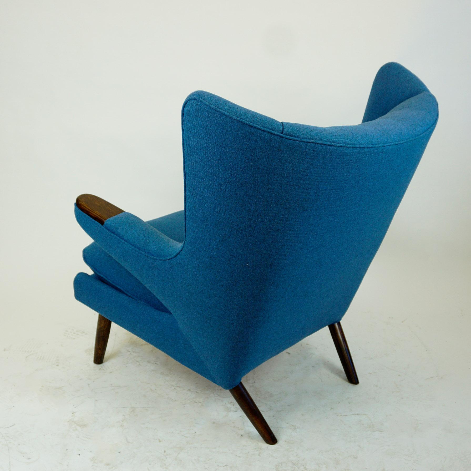 Mid-20th Century Blue Hans Wegner Mod. AP19 Papa Bear Lounge Chair for AP Stolen