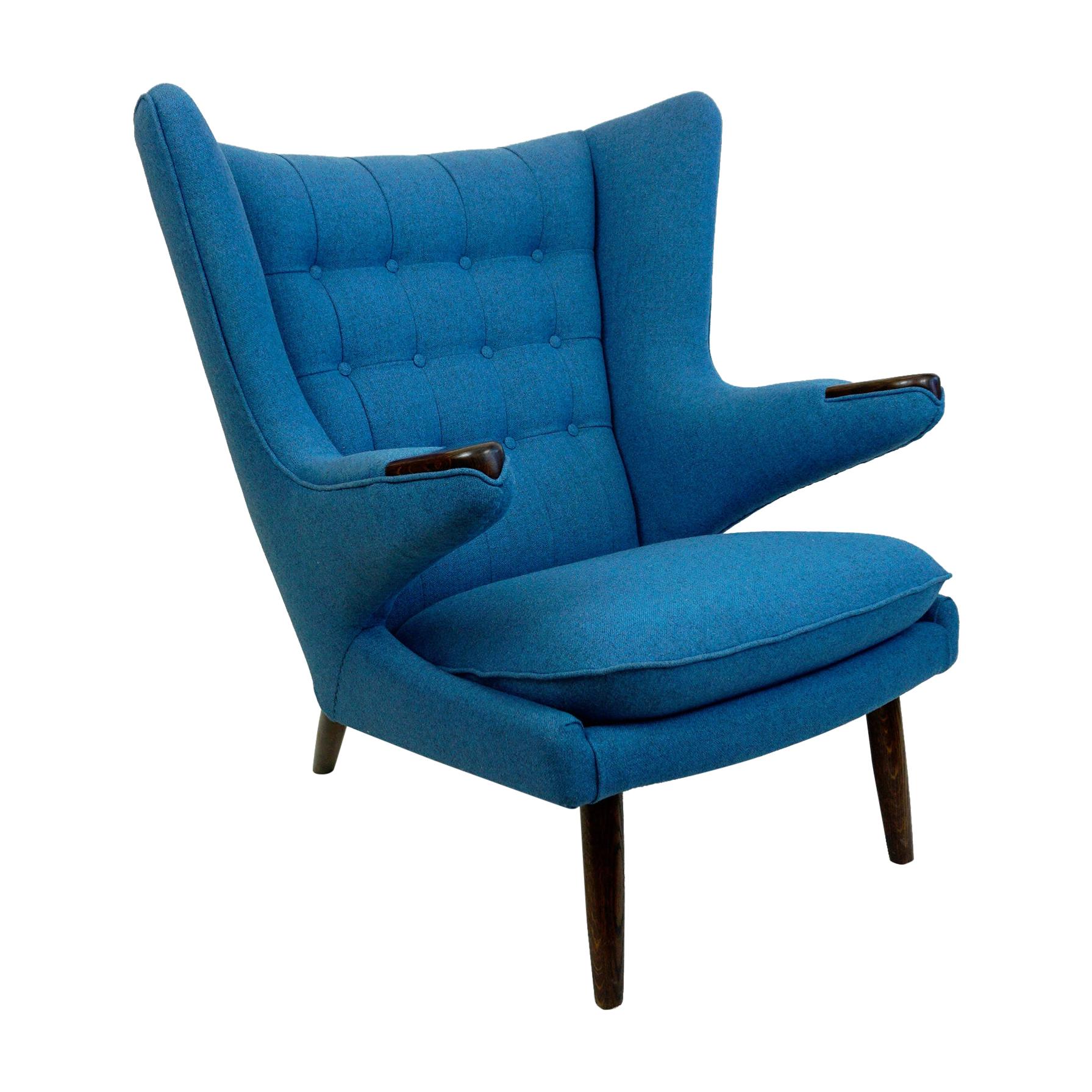 Blue Hans Wegner Mod. AP19 Papa Bear Lounge Chair for AP Stolen