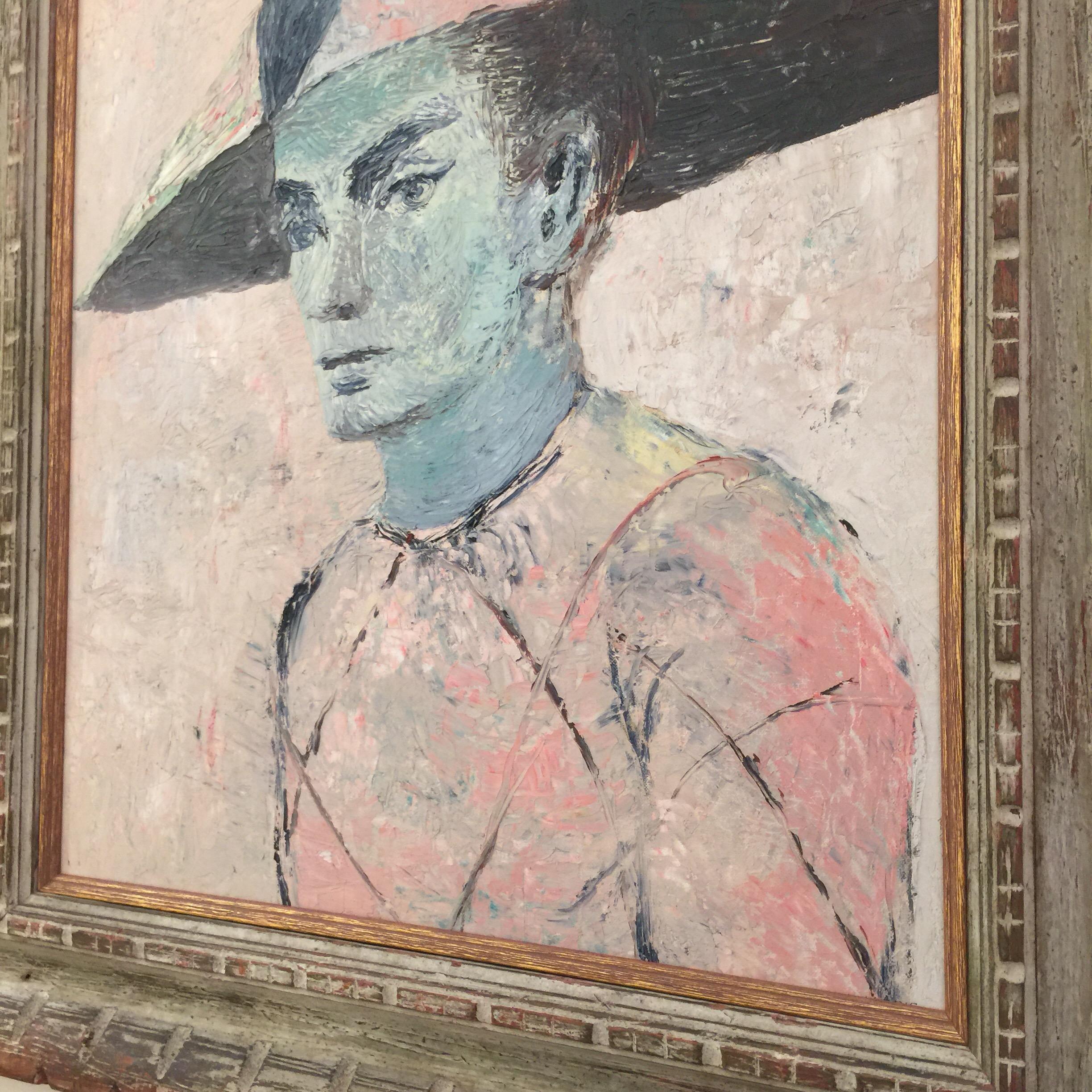 Art déco Harlequin bleu à la manière de la peinture de Picasso en vente