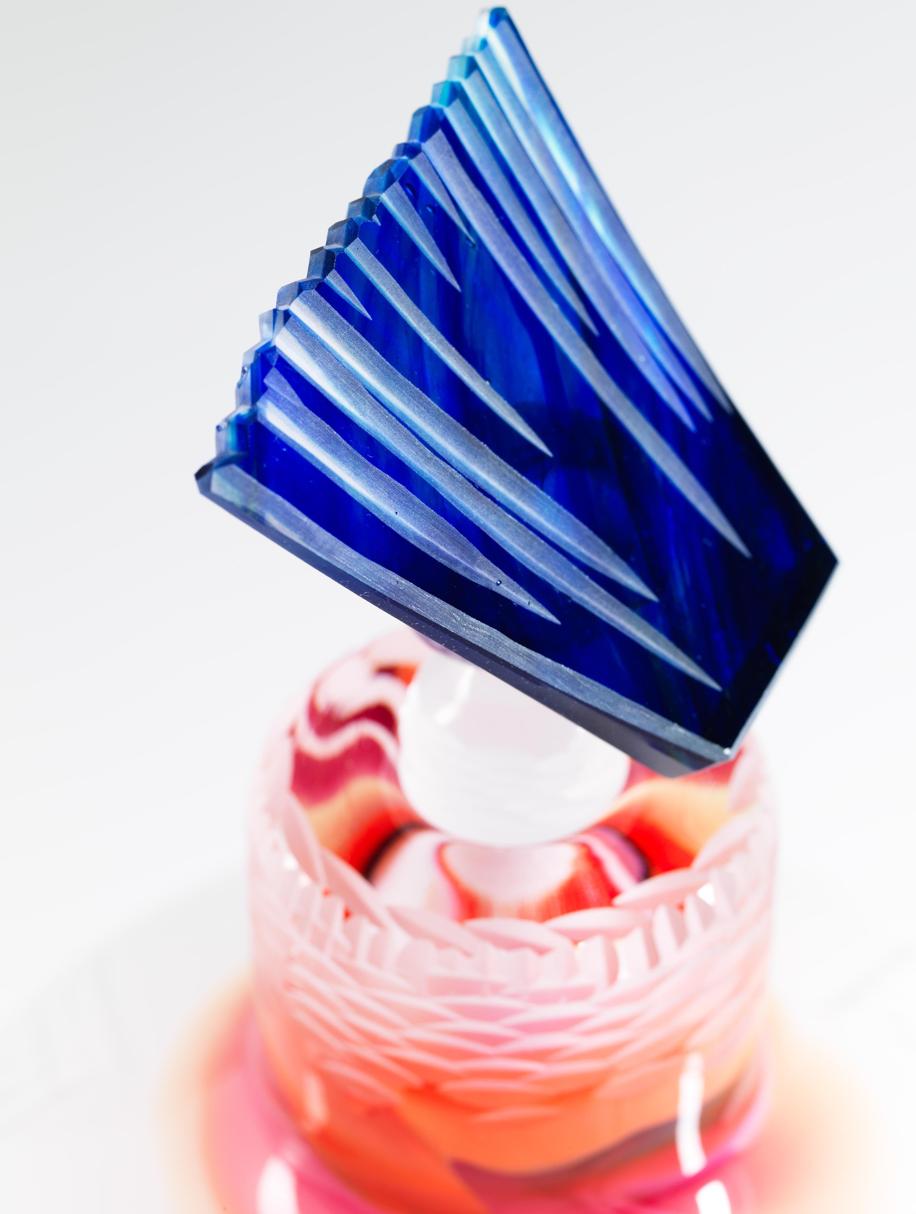 Blue Hat Blown Glass Vase Handmade by Juli Bolaños-durman For Sale 6