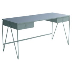 Scrivania da studio Blue Haze con piano in linoleum e due cassetti - personalizzabile