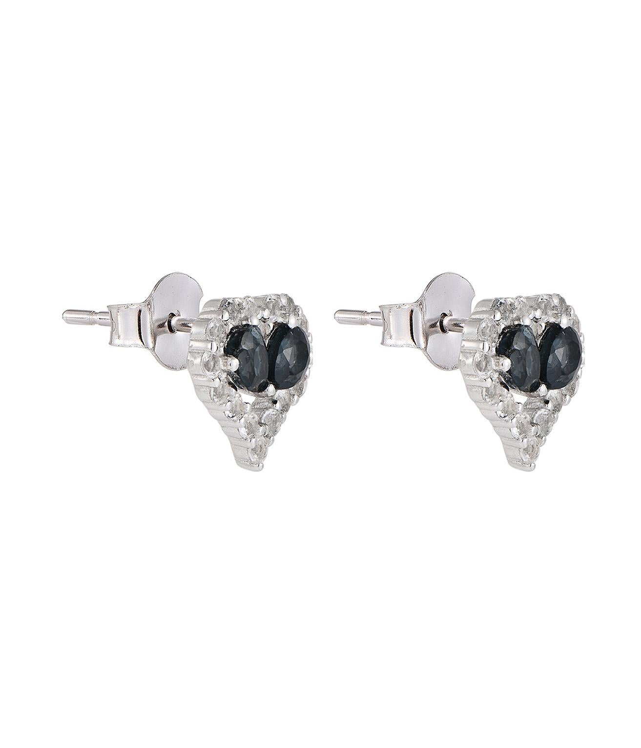 Women's or Men's Blue Heart Earrings – London Topaz For Sale