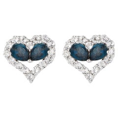 Pendientes Corazón Azul - Topacio de Londres