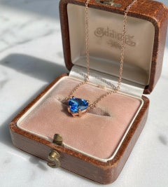 Blue Heart Shape Ceylon Sapphire Pendant Necklace 18k Rose Gold