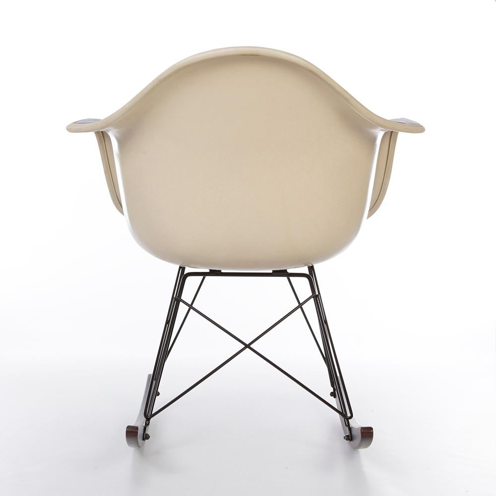 Mid-Century Modern Blue Herman Miller Eames RAR Rocking Arm Shell Chair For Sale