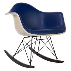 Blue Herman Miller Eames RAR Rocking Arm Shell Chair