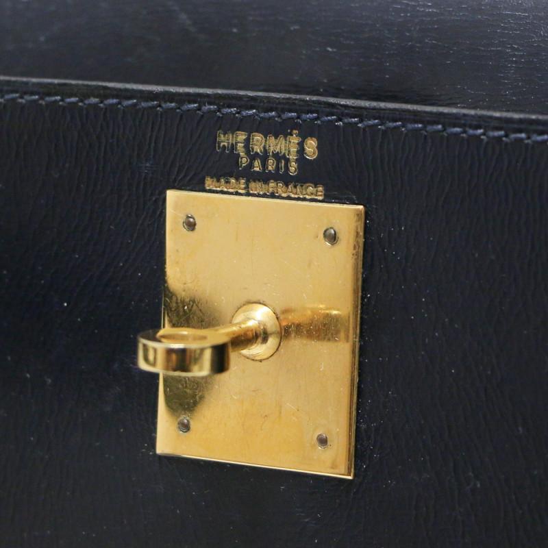 Women's or Men's Blue Hermes Kelly 28 Vintage For Sale