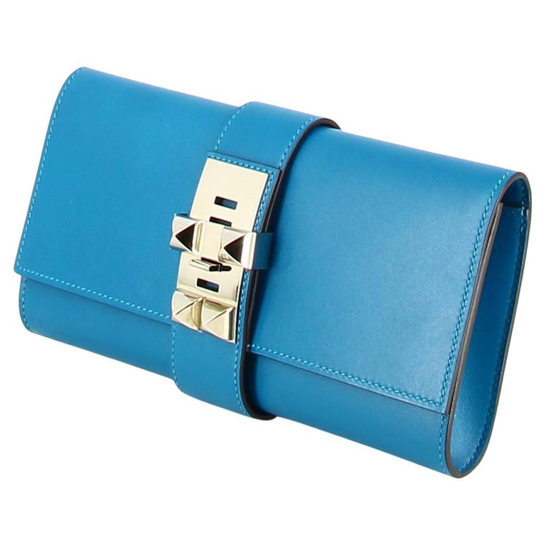 New Hermes Medor 23 Clutch Bleu Electrique Chevre Mysore blue electric  Purse Bag