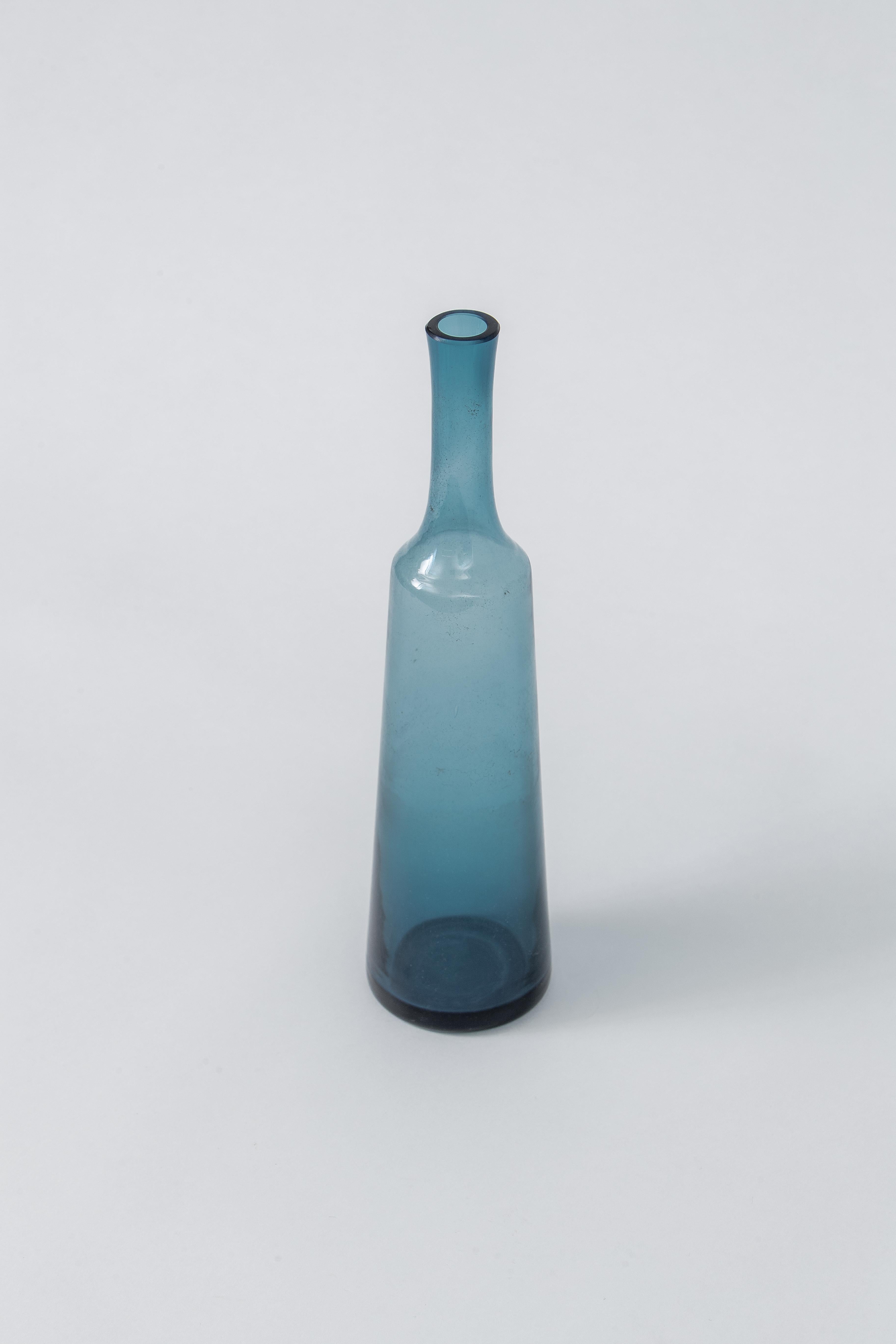 Blue Holmegaard Bottle Vessel, Denmark 1960's In Good Condition In New York, NY