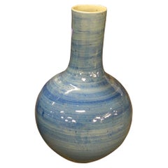 Blue Horizontal Striated Pattern Vase, China, Contemporary