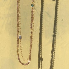 Objet-a - Blue Hour Necklace, Champagne Sapphires, Tourmaline and 18k gold chain