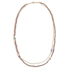 Objet-a - Blue Hour Necklace, Champagne Sapphires, Tourmaline and 18k gold chain