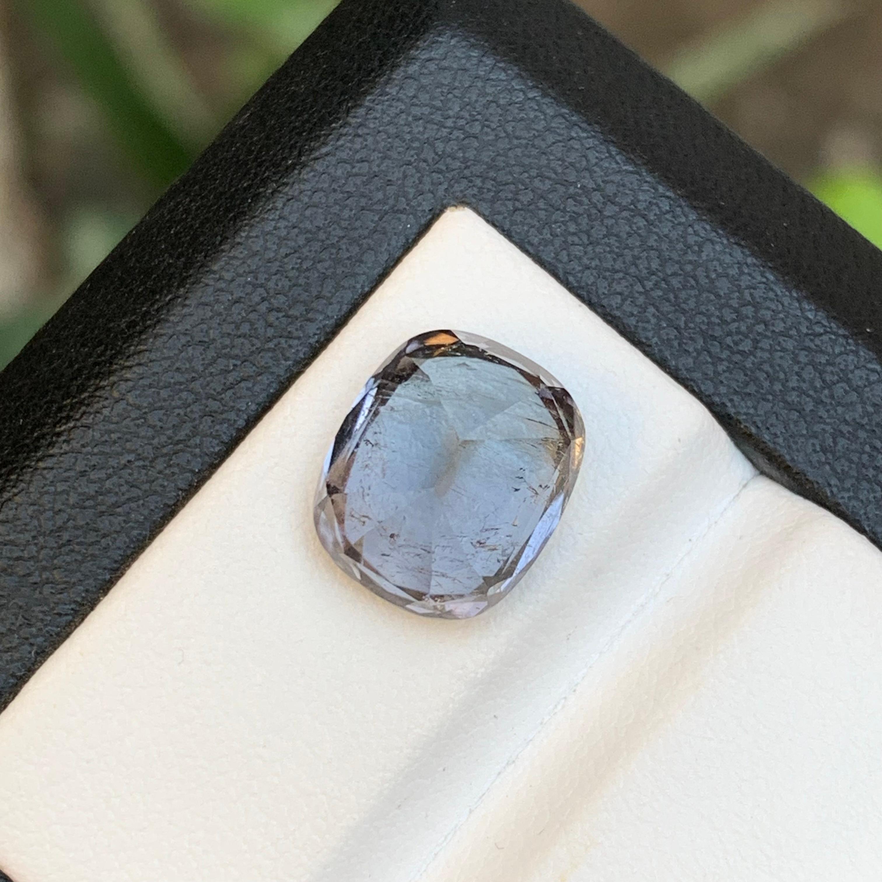 Blue Hue Grey Natural Tourmaline Ring, Pendant Loose Gemstone 6.80Ct Cushion Cut For Sale 6