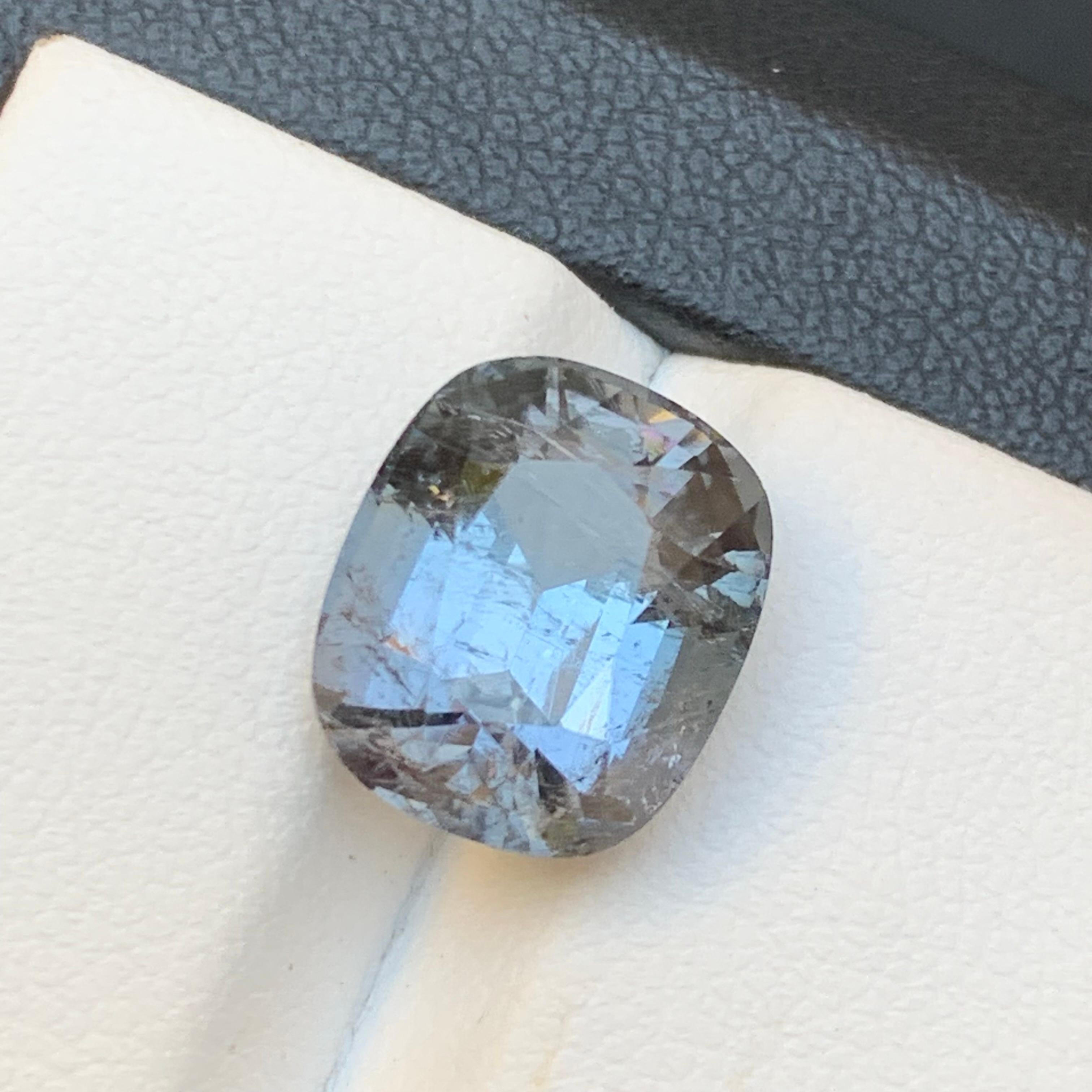Blue Hue Grey Natural Tourmaline Ring, Pendant Loose Gemstone 6.80Ct Cushion Cut In New Condition For Sale In Peshawar, PK