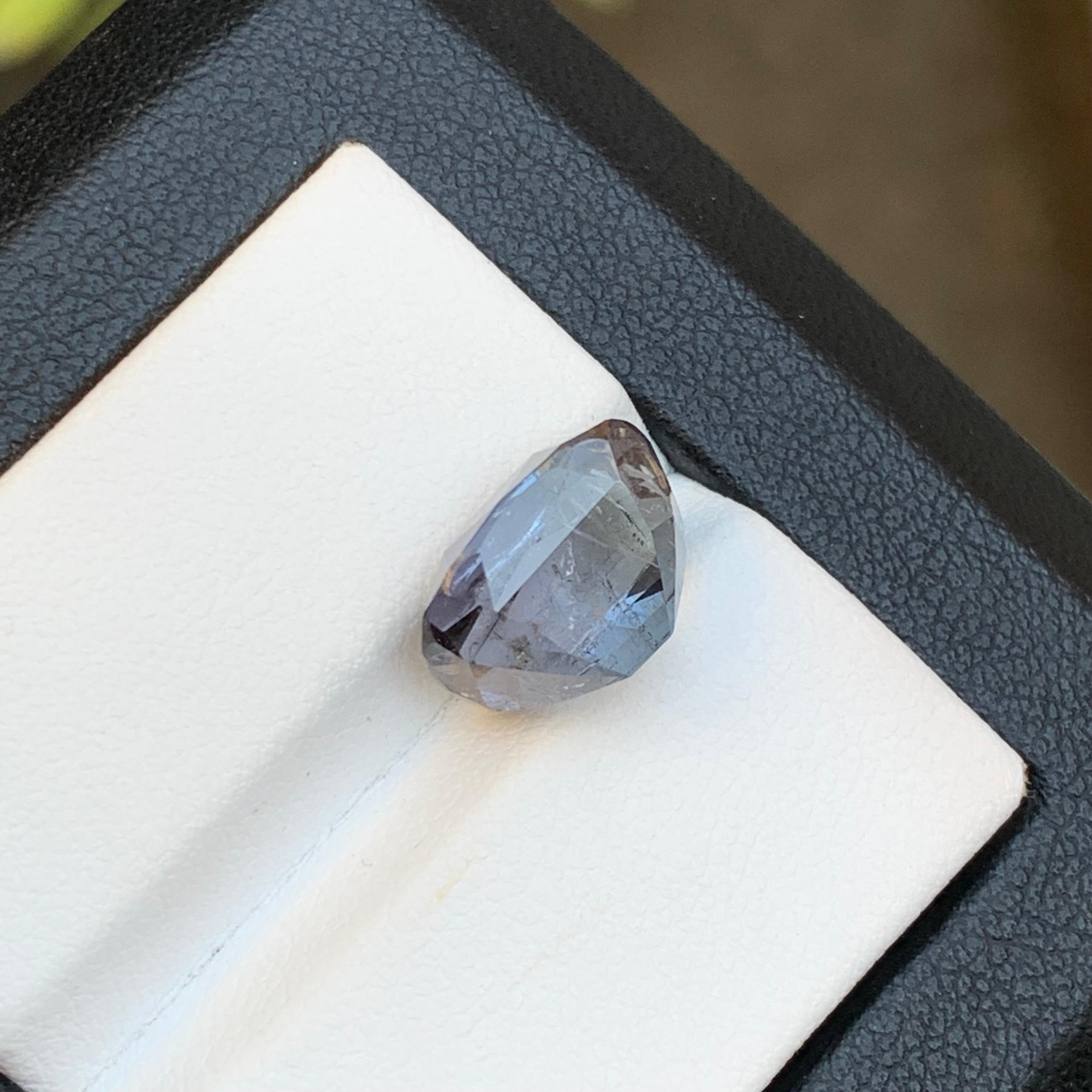 Blue Hue Grey Natural Tourmaline Ring, Pendant Loose Gemstone 6.80Ct Cushion Cut For Sale 1