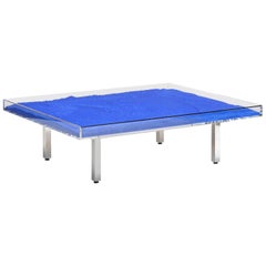In Stock in Los Angeles, Yves Klein Blue "IKB" Glass Table, Made in France