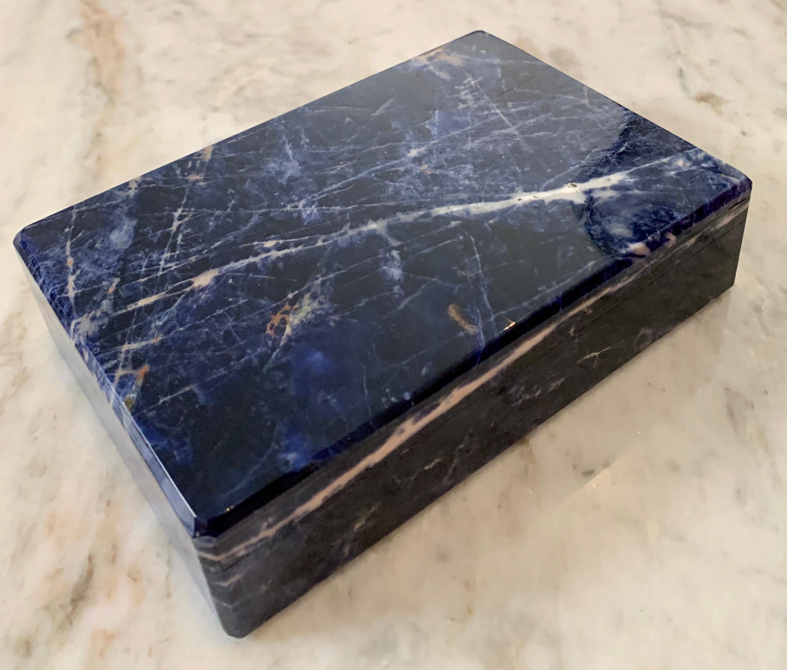 Blue Indian Lapis Lazuli Lidded Box For Sale 1