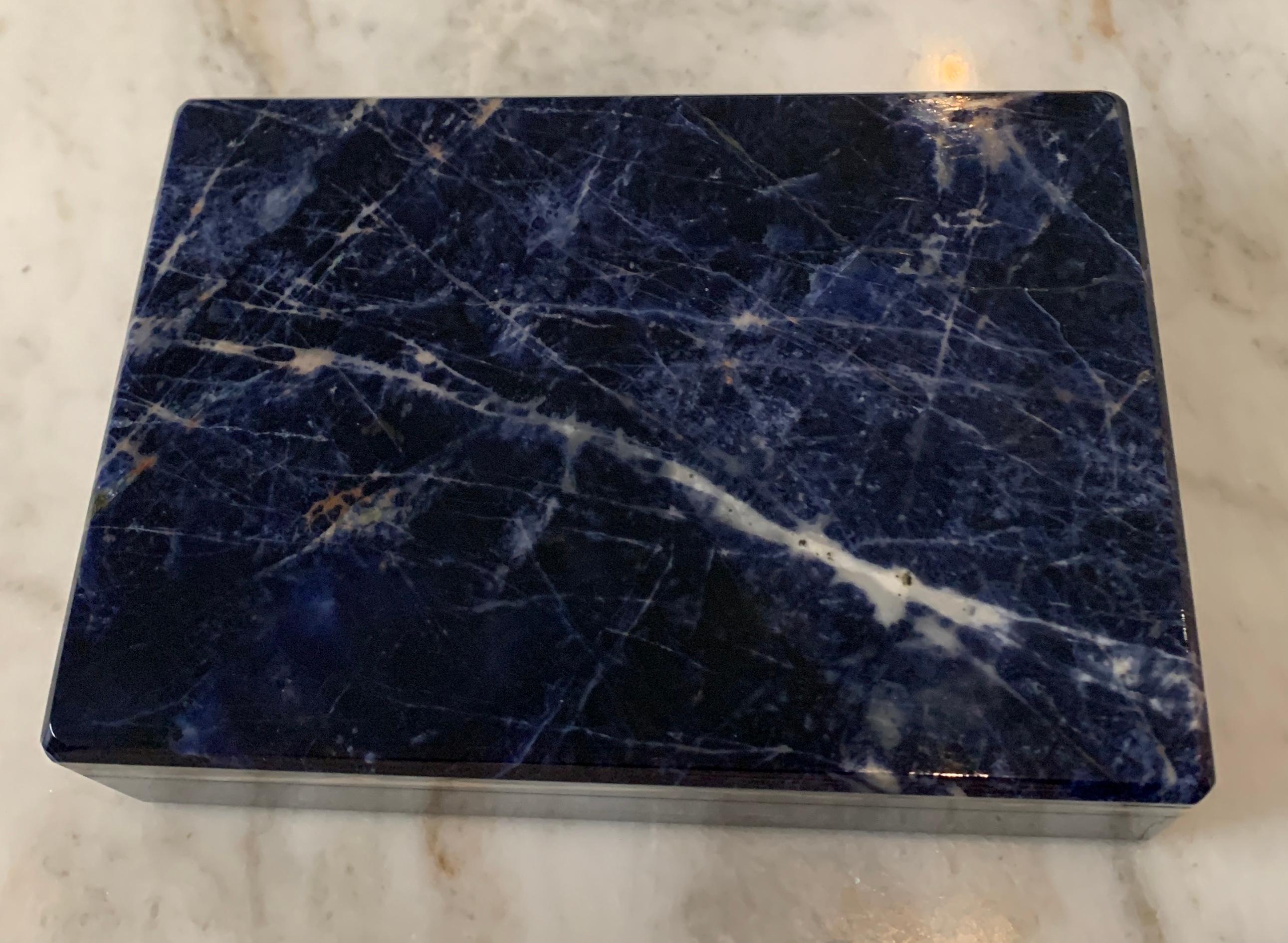 Blue Indian Lapis Lazuli Lidded Box For Sale 2