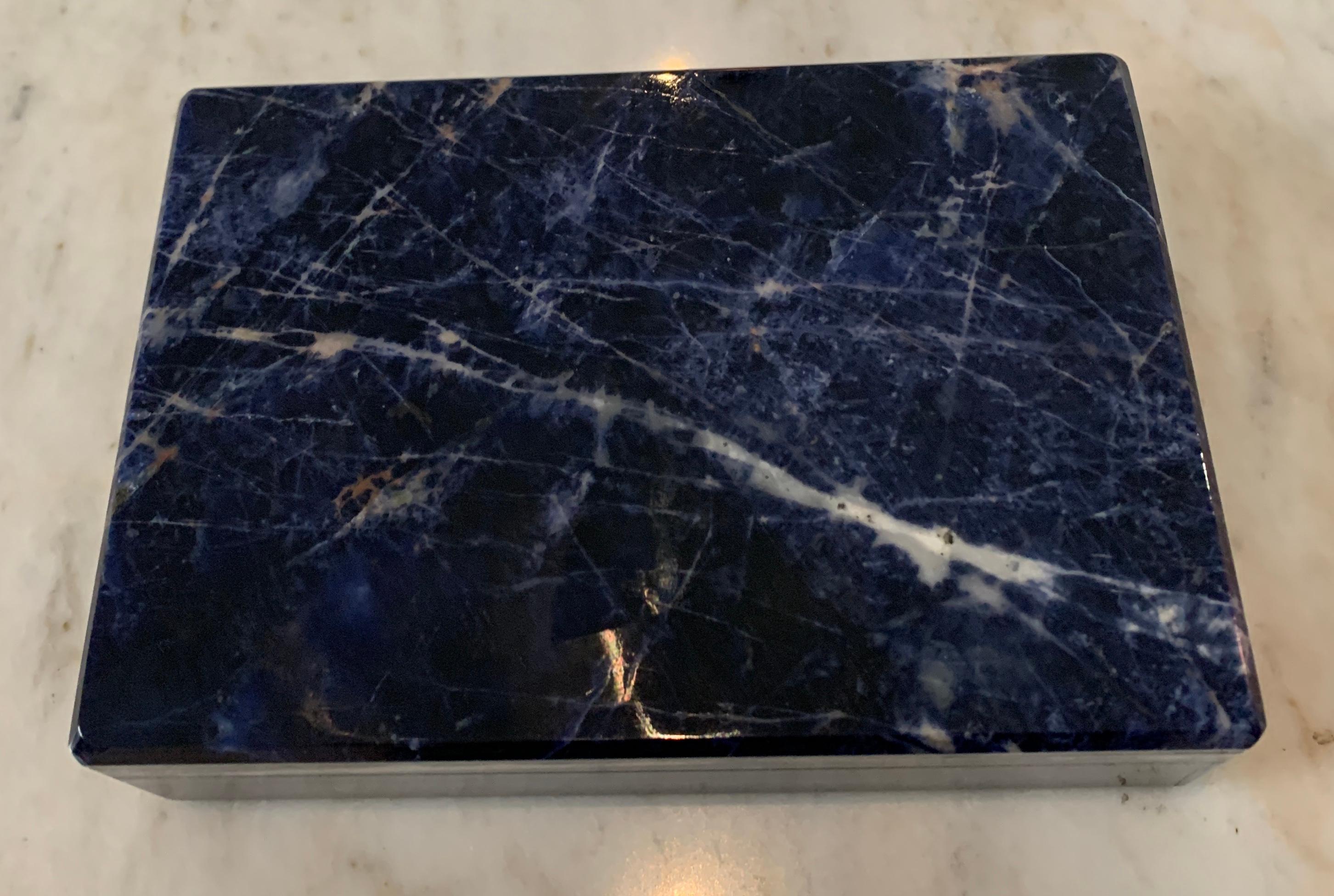 Blue Indian Lapis Lazuli Lidded Box For Sale 3