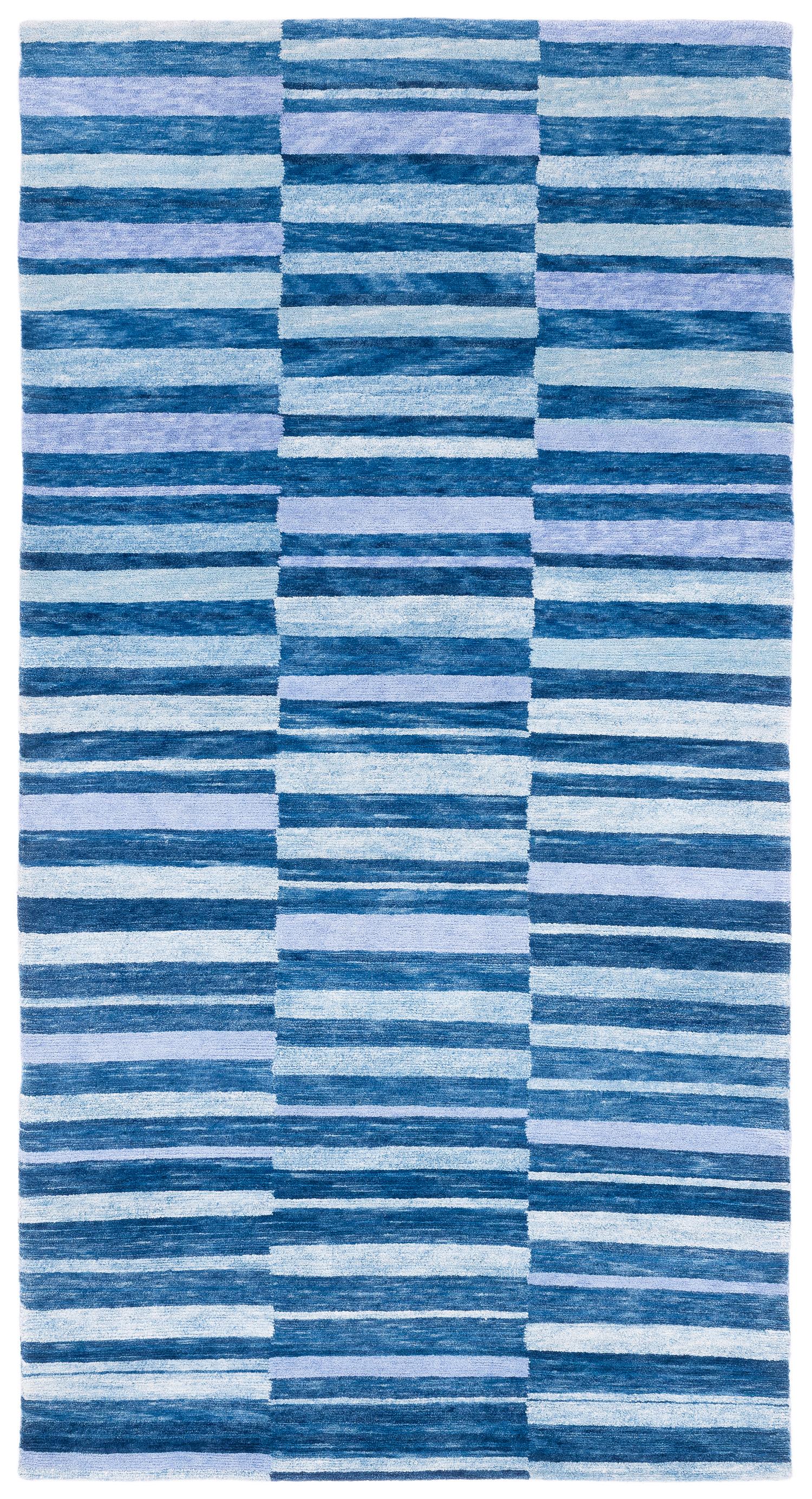 Blue Indigo Stripes Natural Dye Handmade Wool Runner Throw Rug by Joseph Carini For Sale 8