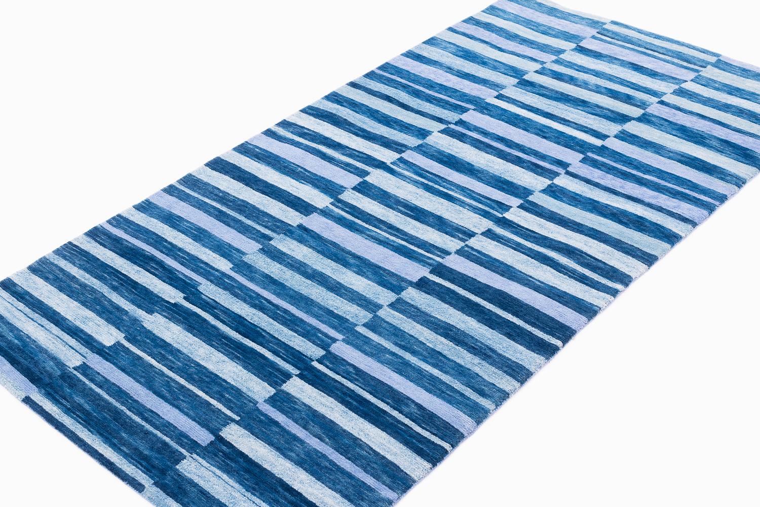 This incredible display of natural indigo dyes on handspun Himalayan hand-knotted wool is a masterpiece by Joseph Carini. Incredibly soft silky Himalayan wool, that has to be felt to be believed- unlike any commercial wool. To be used as an