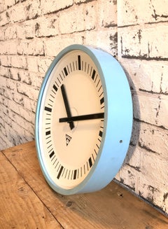 Blue Industrial Bakelite Wall Clock from Pragotron, 1970s