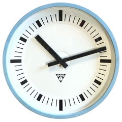 Blue Industrial Bakelite Wall Clock from Pragotron, 1970s