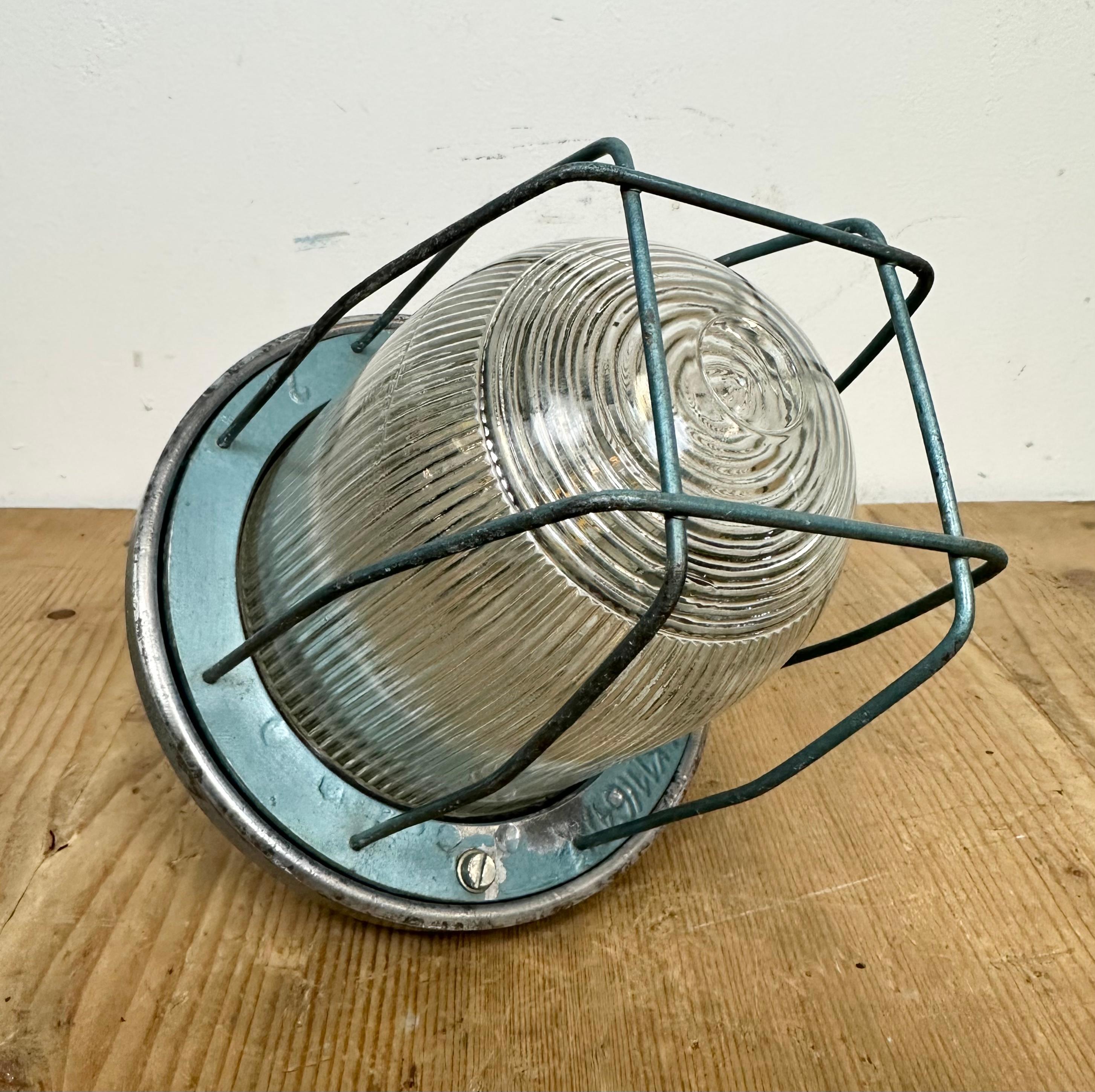 Blue Industrial Bunker Light from Polam Gdansk, 1970s For Sale 6