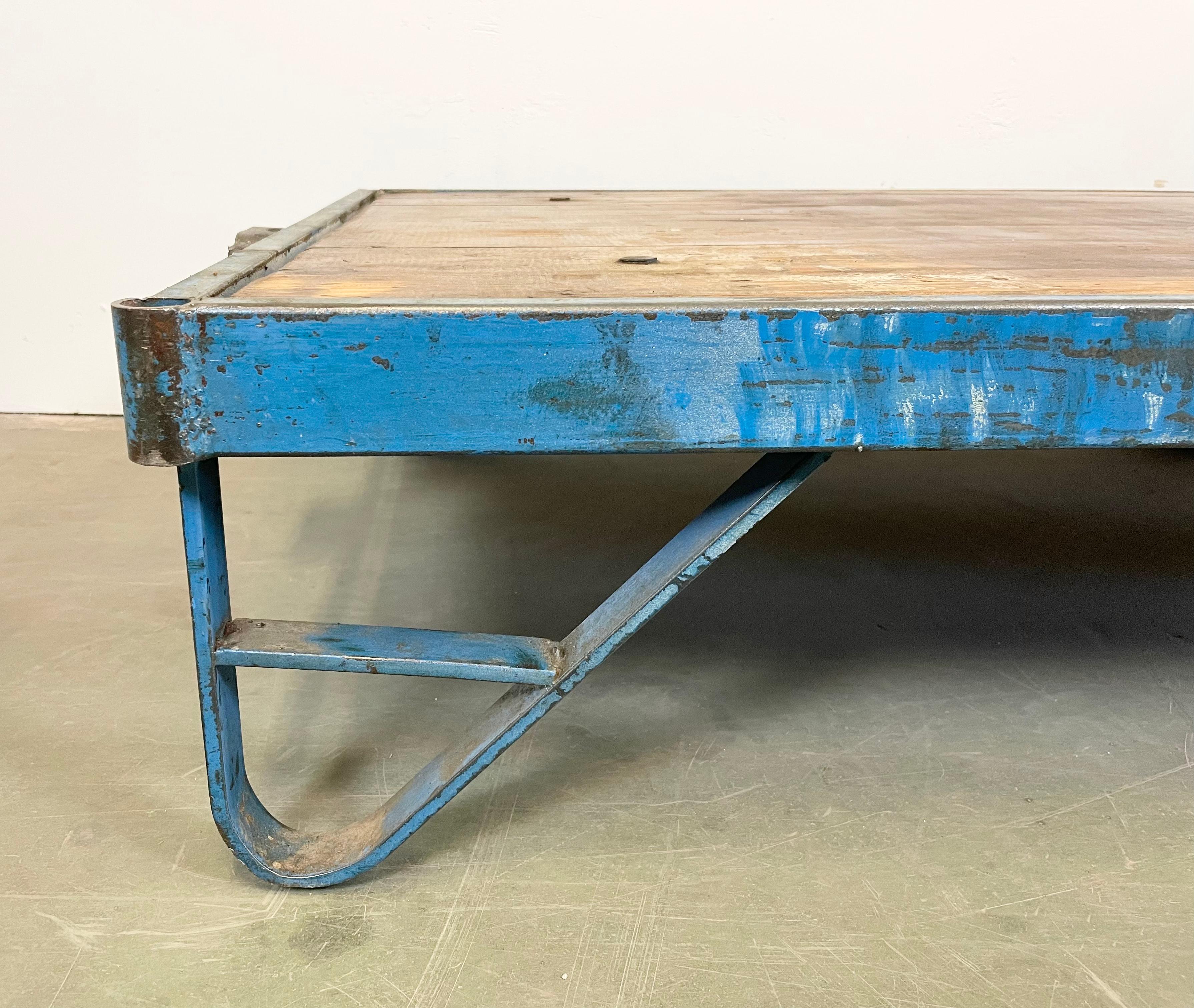 Blue Industrial Coffee Table Cart, 1960s 6
