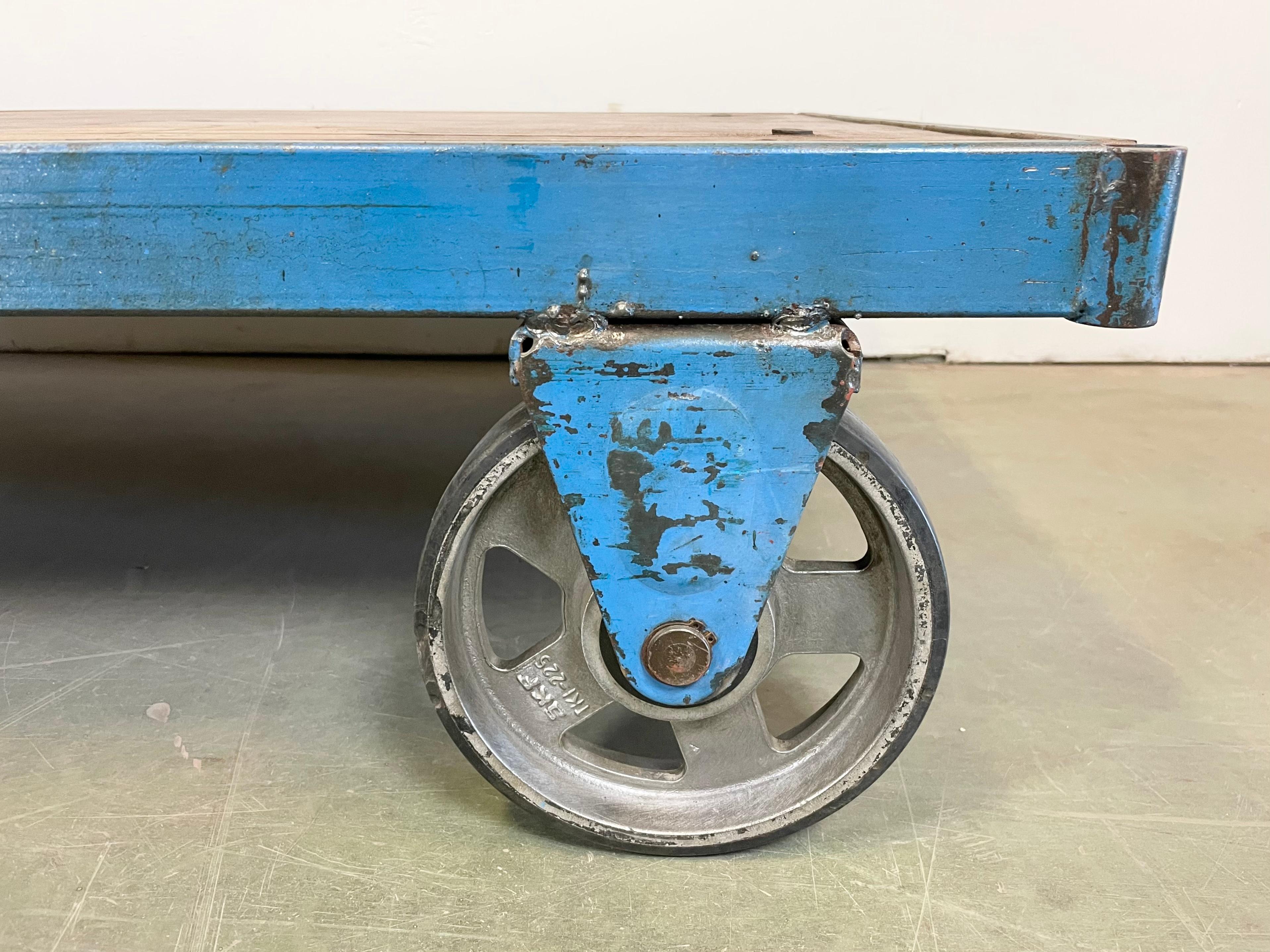 Iron Blue Industrial Coffee Table Cart, 1960s