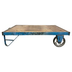 Blue Industrial Coffee Table Cart, 1960s