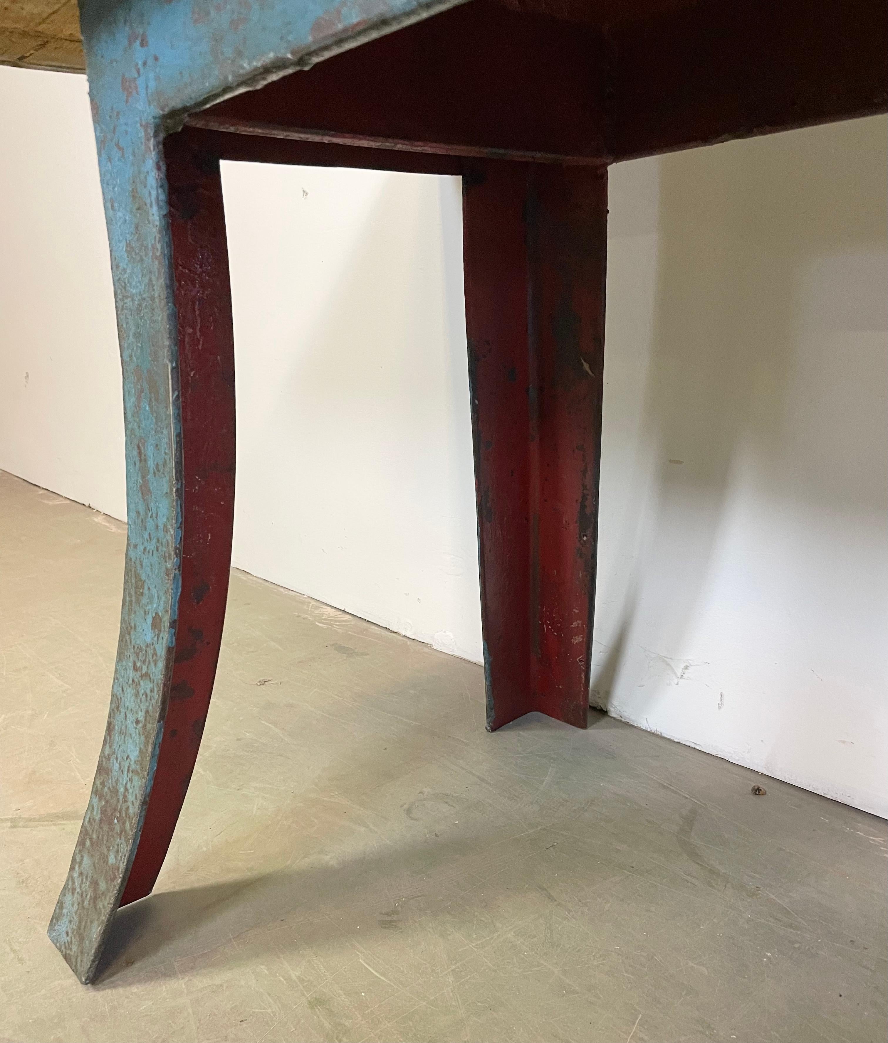 Blue Industrial Dining Table, 1960s For Sale 4