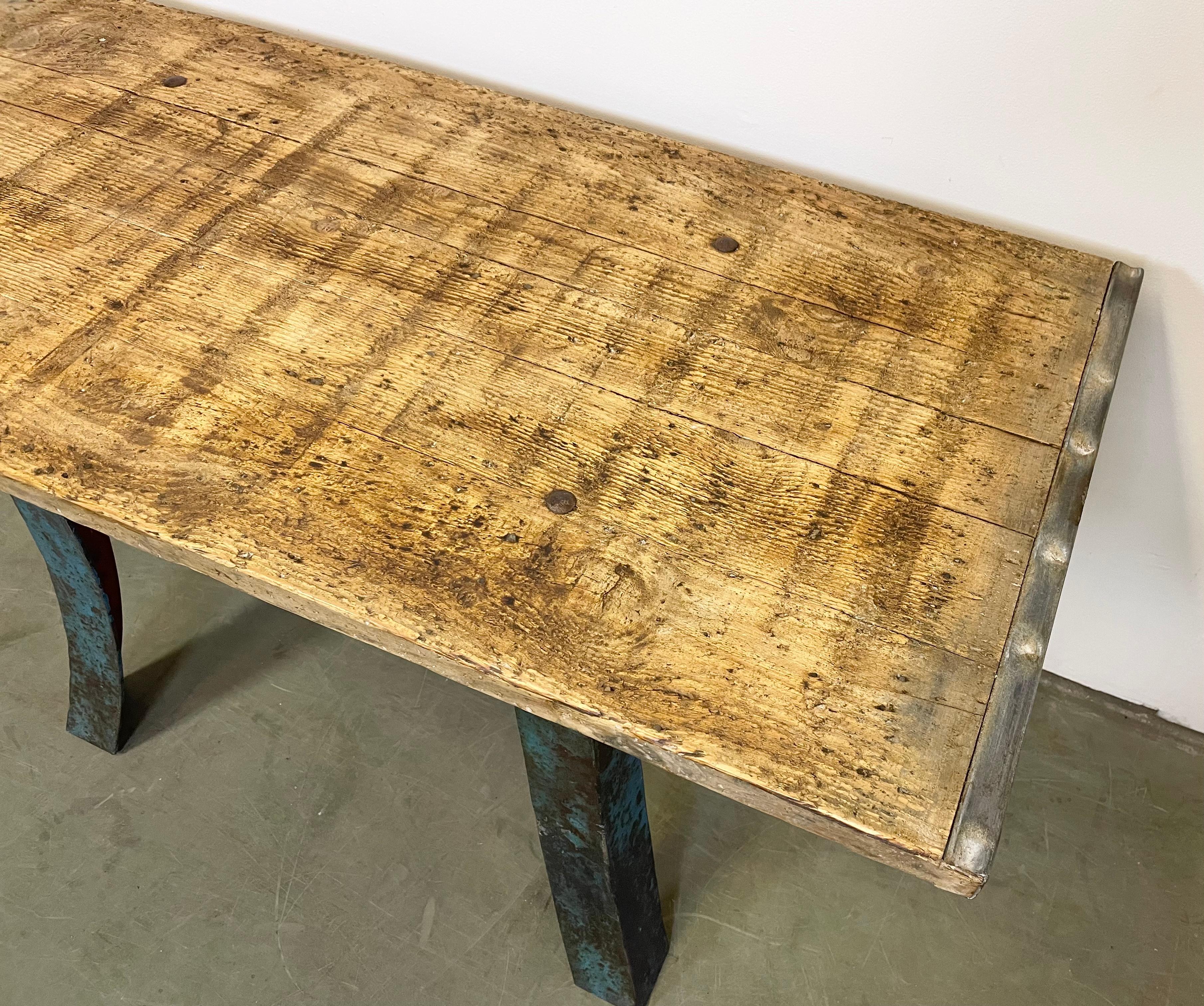 Blue Industrial Dining Table, 1960s For Sale 5