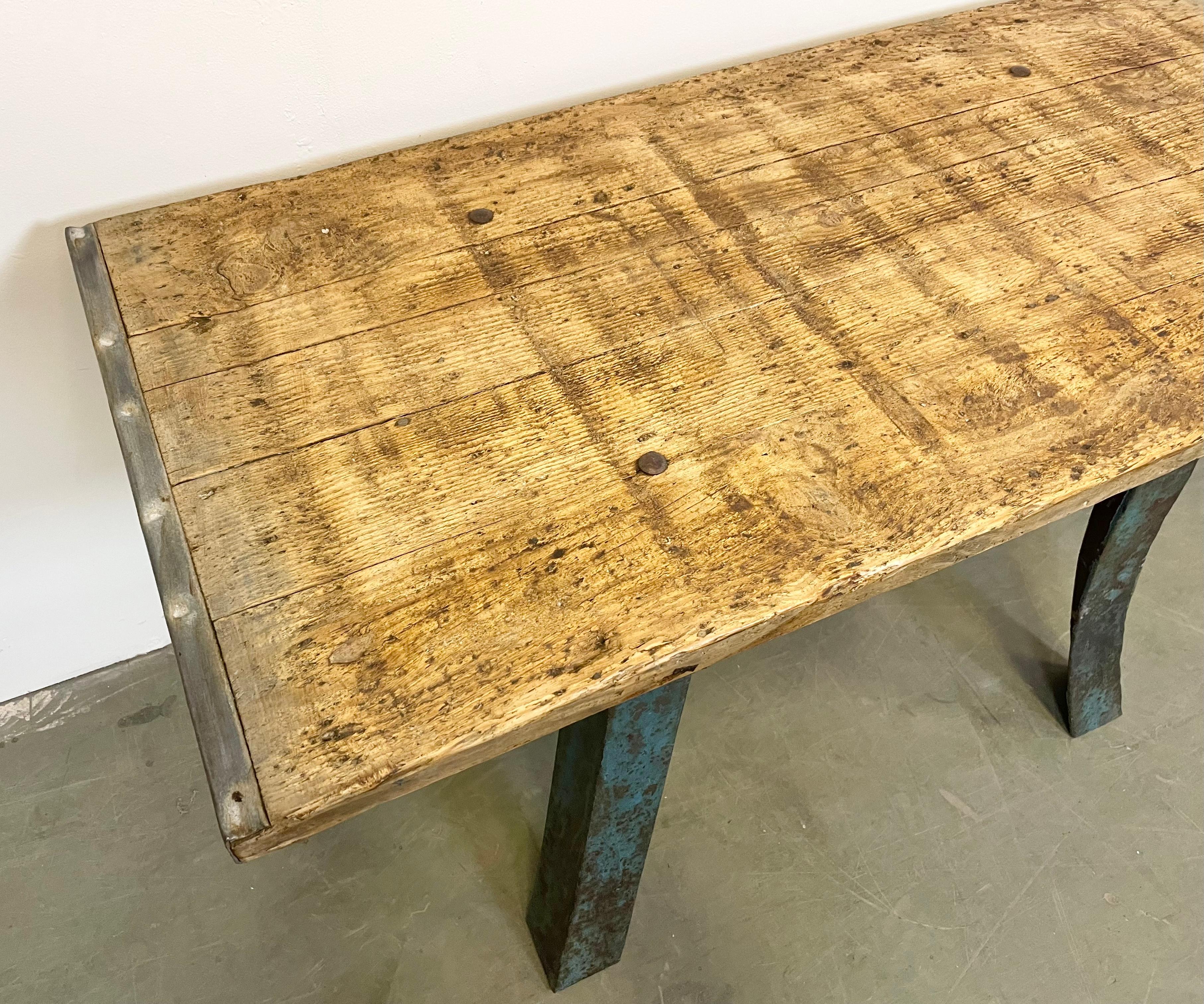 Blue Industrial Dining Table, 1960s For Sale 6