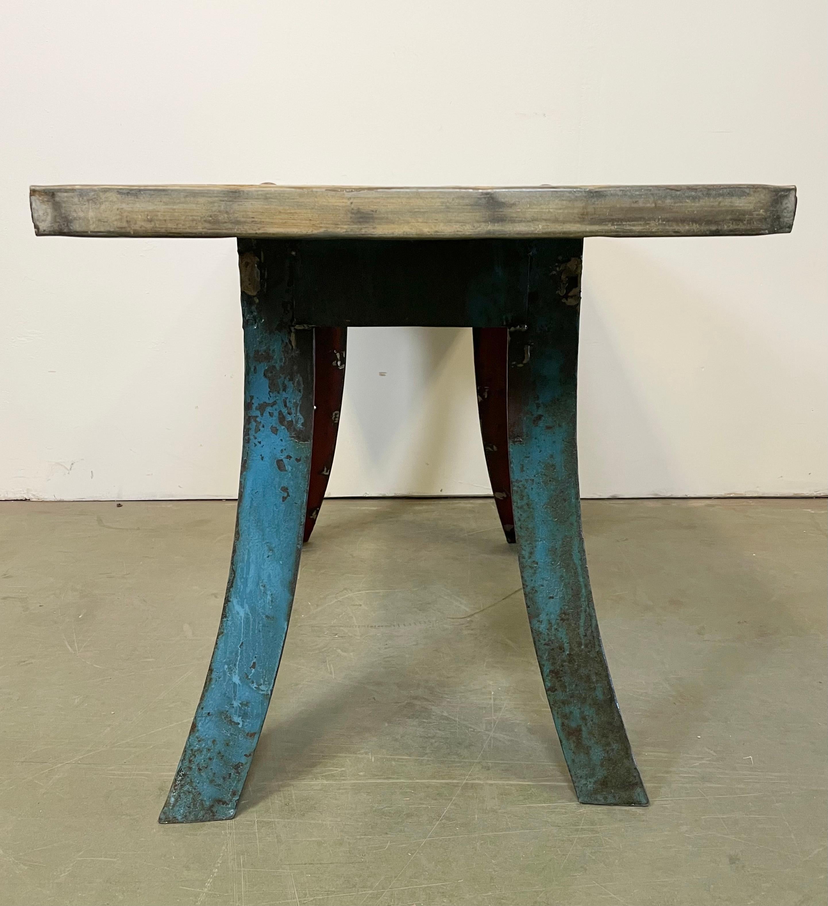 Blue Industrial Dining Table, 1960s For Sale 8