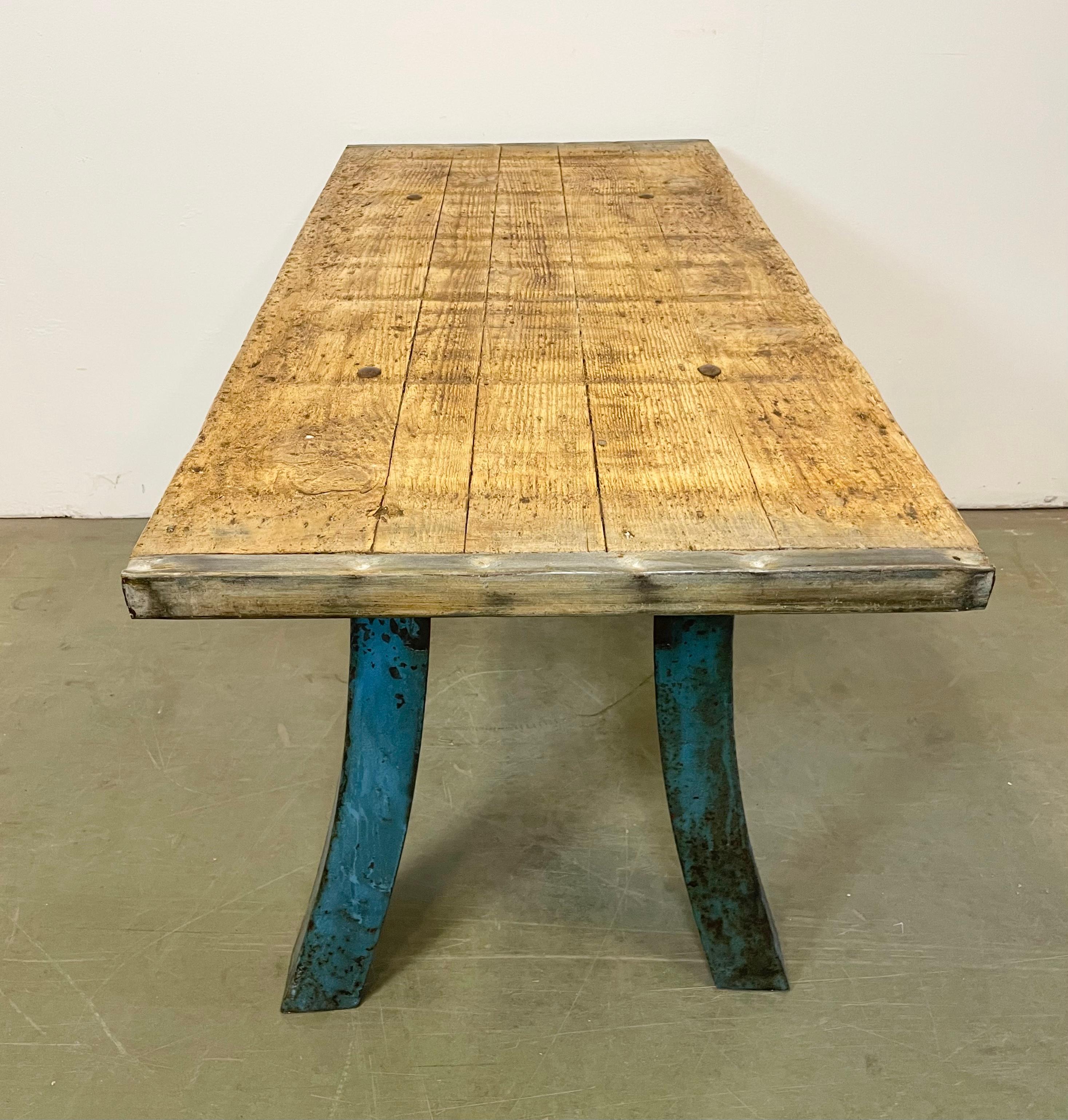 Blue Industrial Dining Table, 1960s For Sale 9