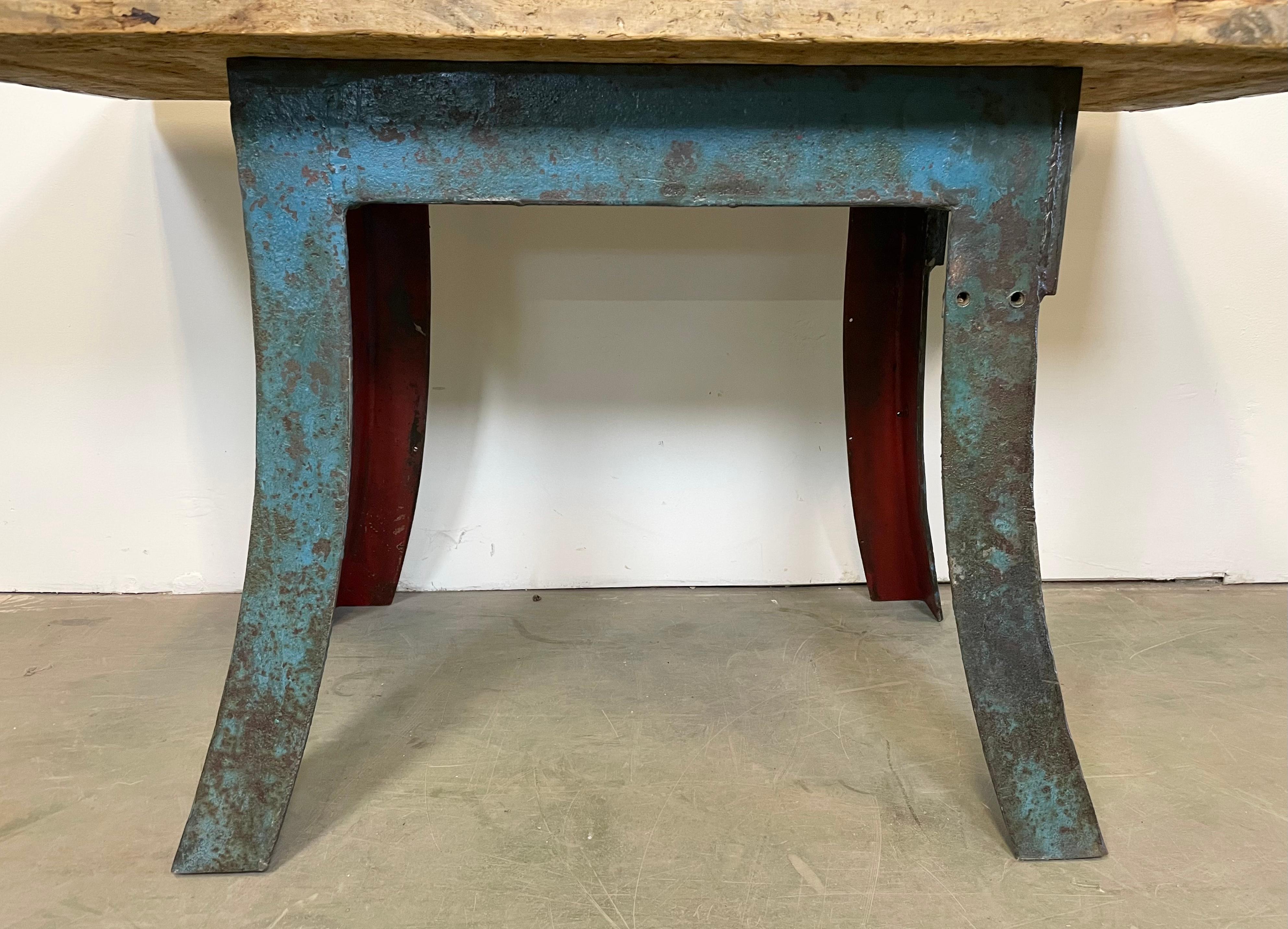 20th Century Blue Industrial Dining Table, 1960s For Sale