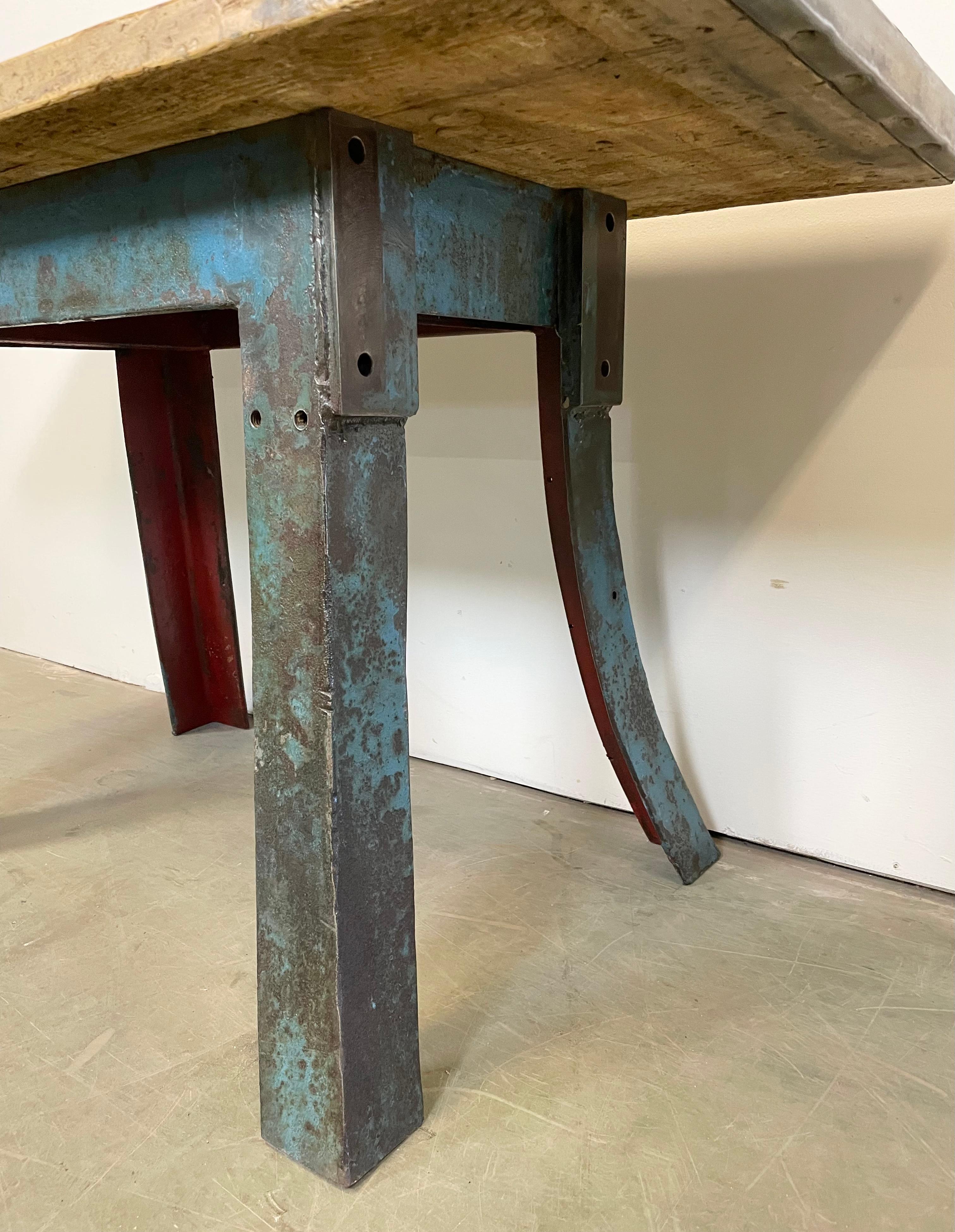 Blue Industrial Dining Table, 1960s For Sale 2