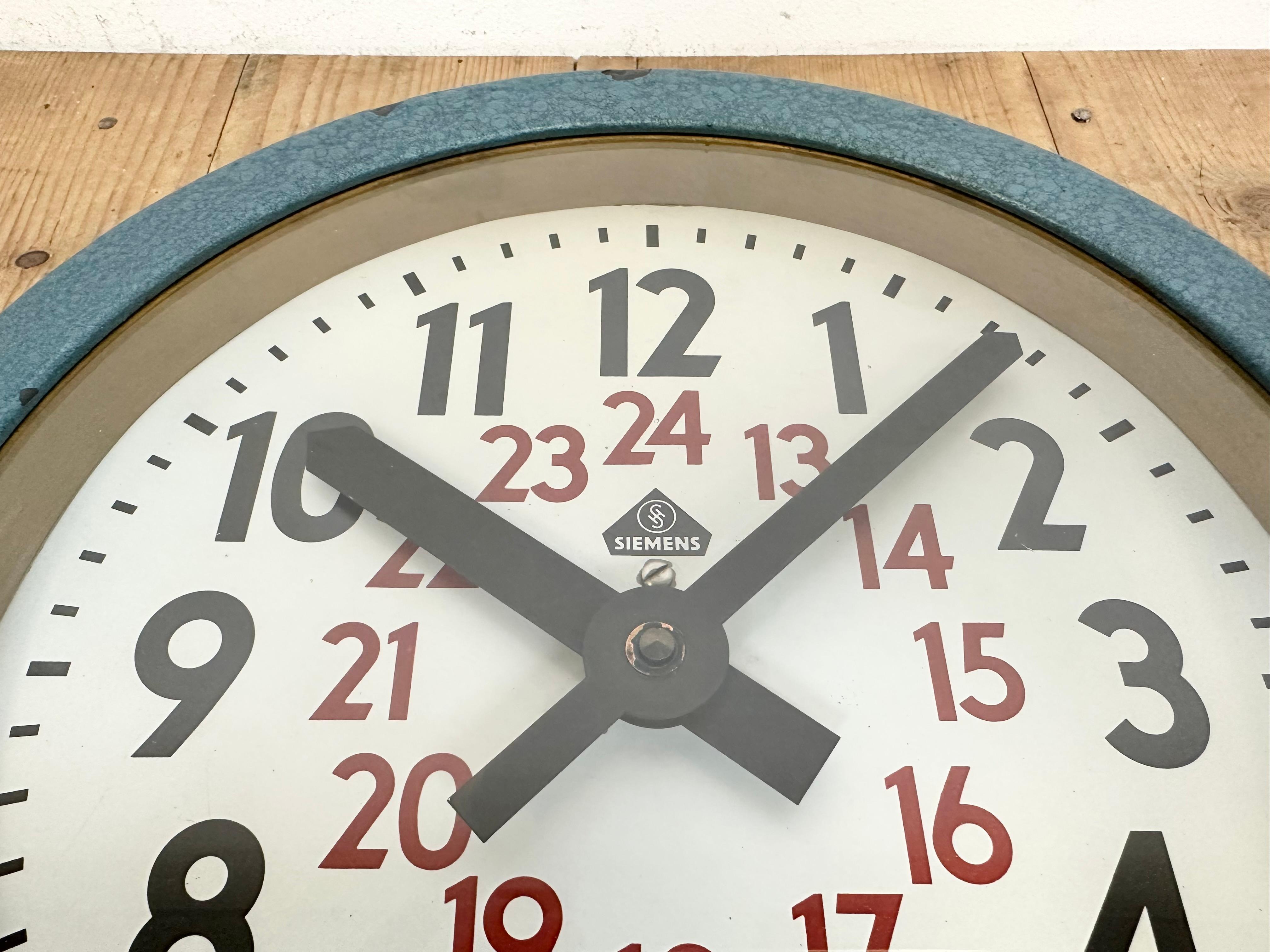 Blue Industrial Factory Wall Clock from Siemens, 1960s 5