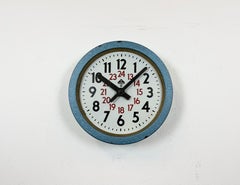 Blue Industrial Factory Wall Clock from Siemens, 1960s
