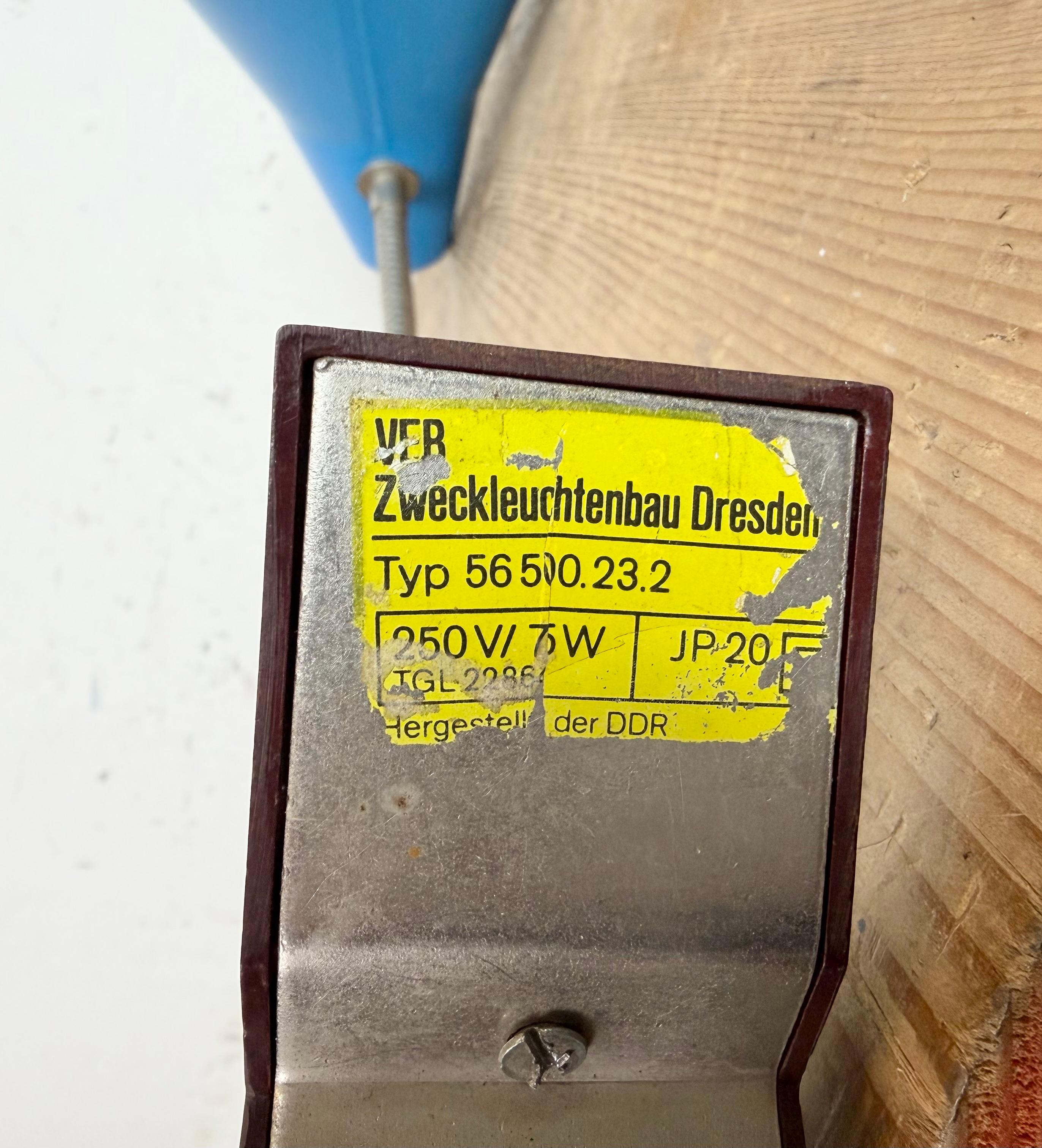 Lampe de table industrielle bleue d'atelier allemand de Reif Dresden, années 1960 en vente 10