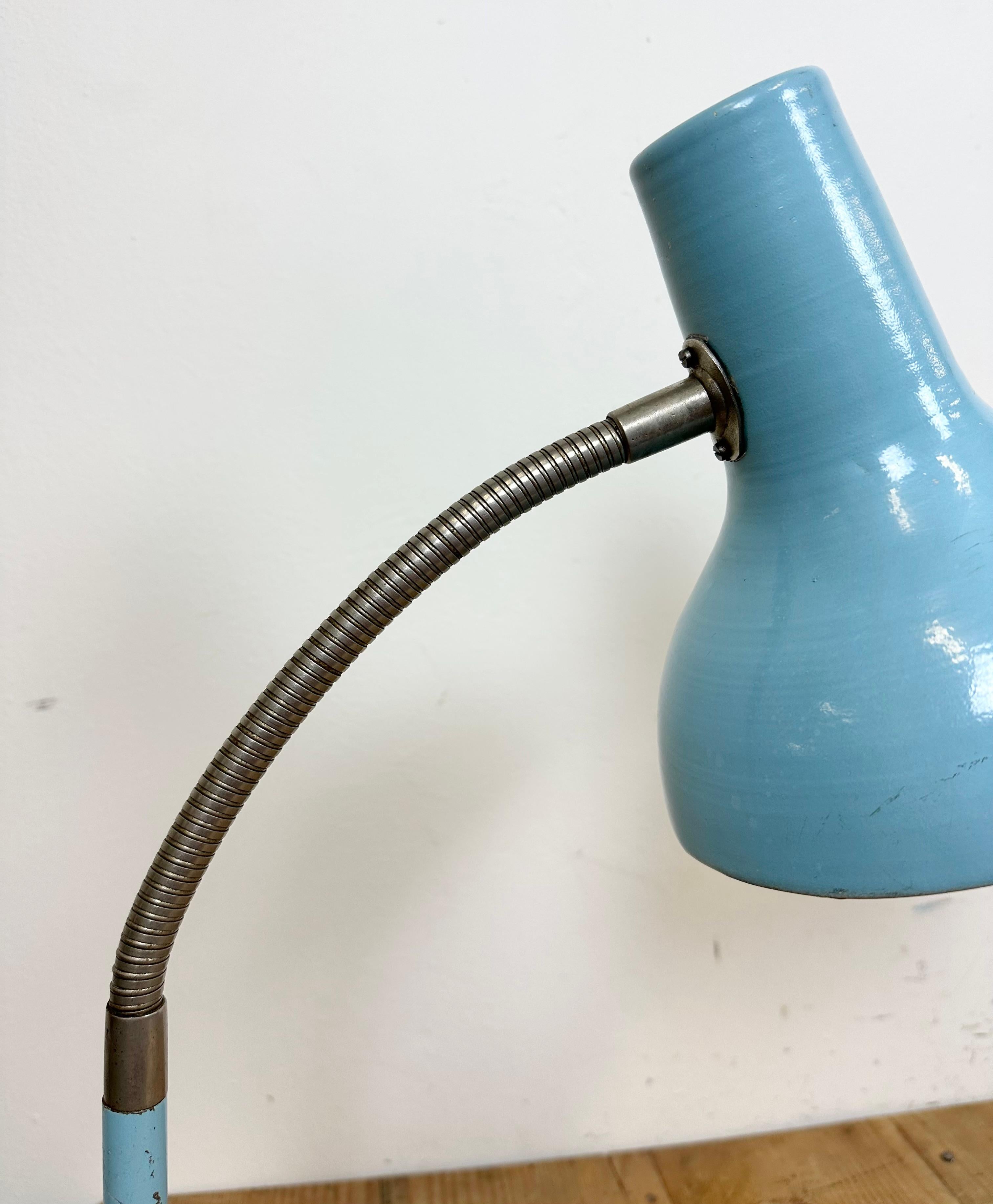 Blue Industrial Gooseneck Table Lamp, 1960s For Sale 5