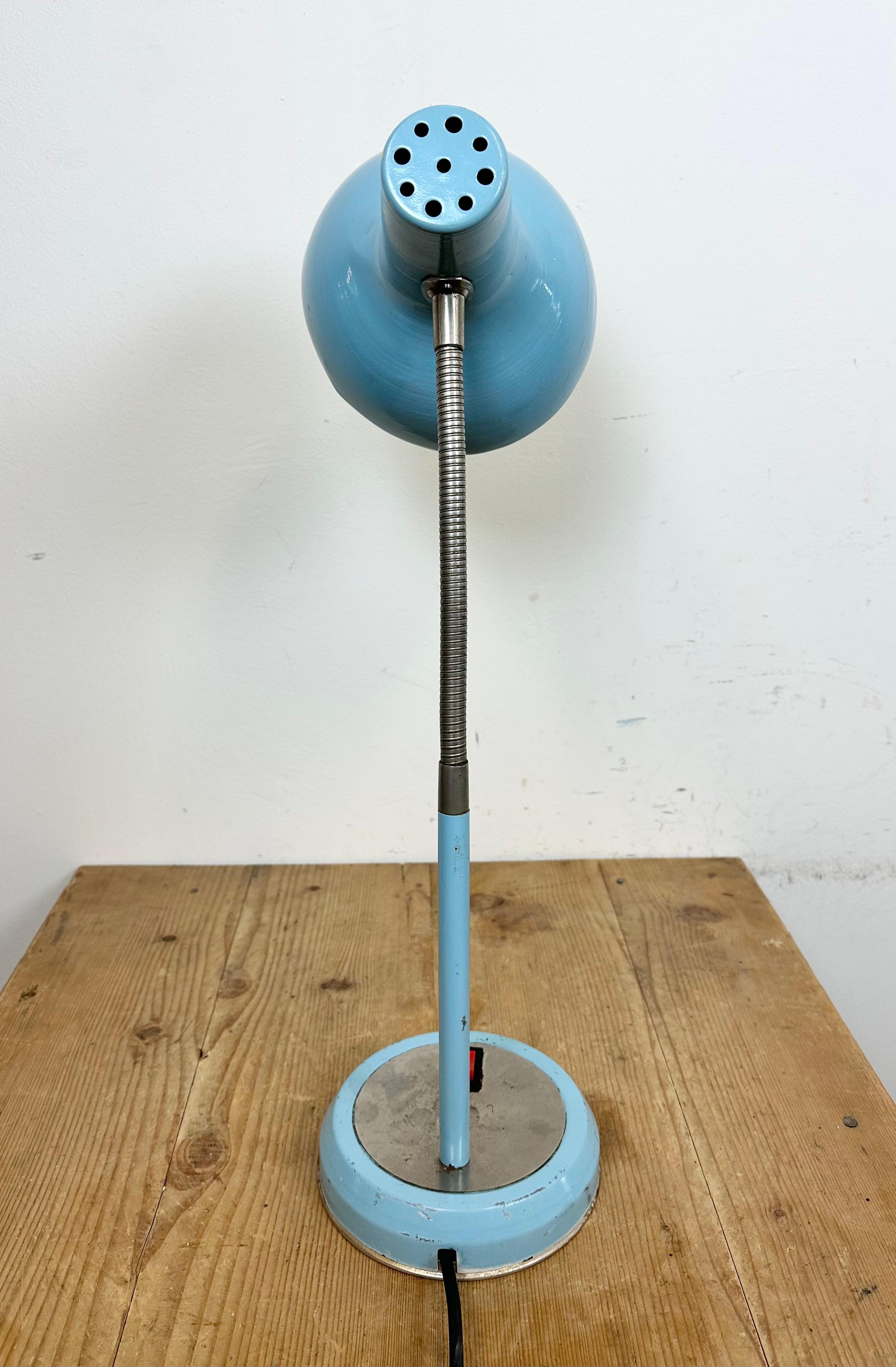 Blue Industrial Gooseneck Table Lamp, 1960s For Sale 6
