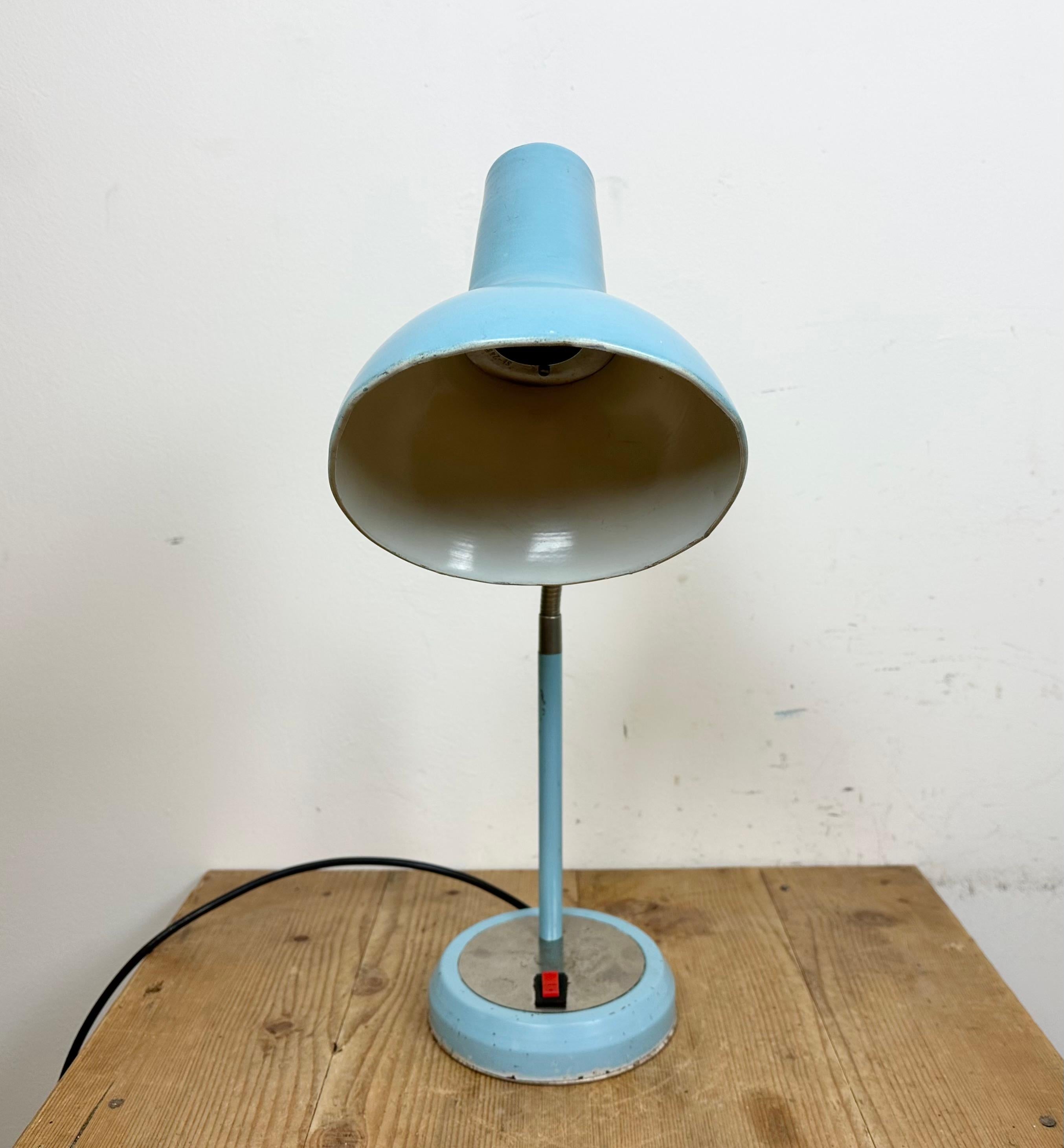 Blue Industrial Gooseneck Table Lamp, 1960s For Sale 8