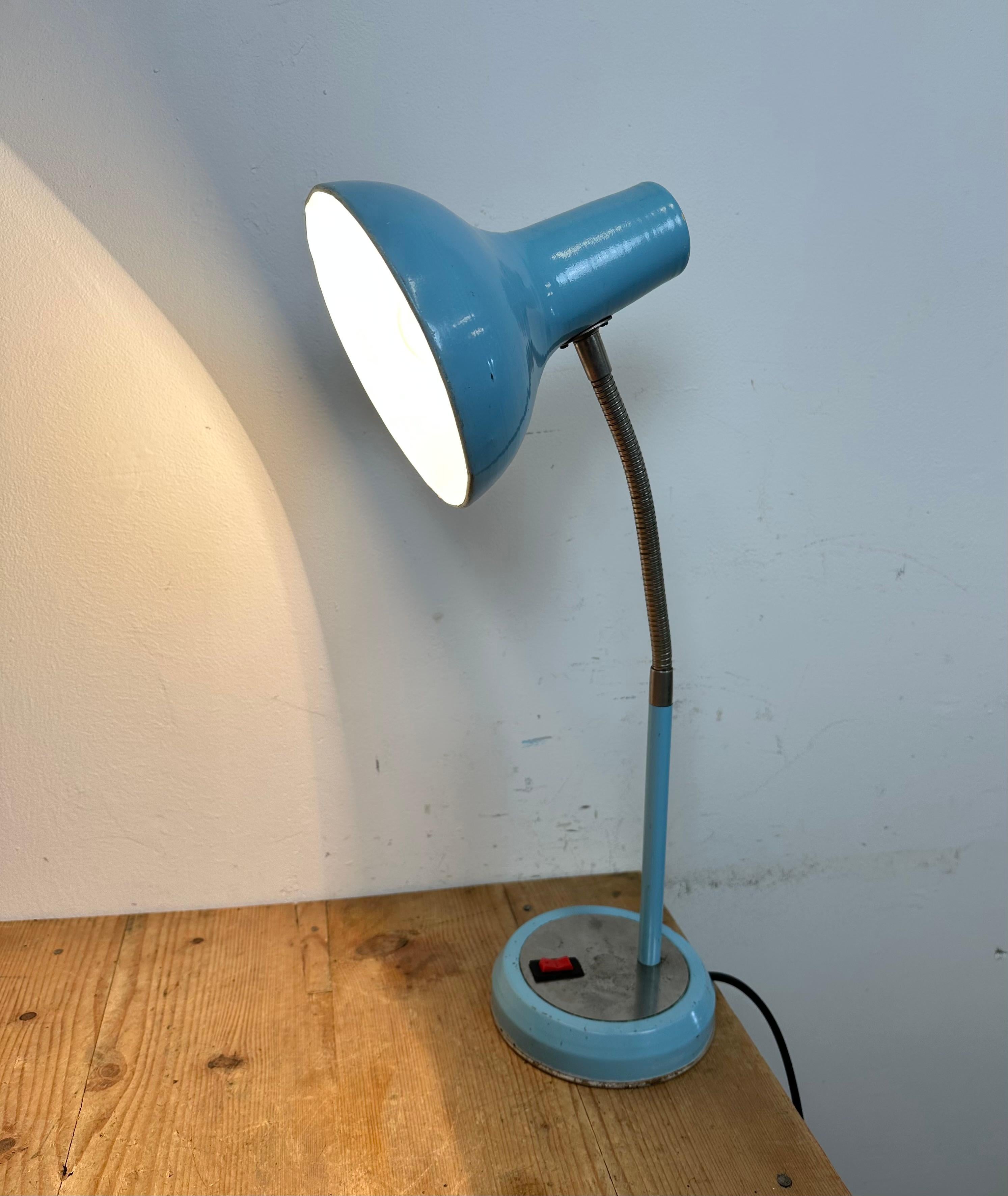 Blue Industrial Gooseneck Table Lamp, 1960s For Sale 13