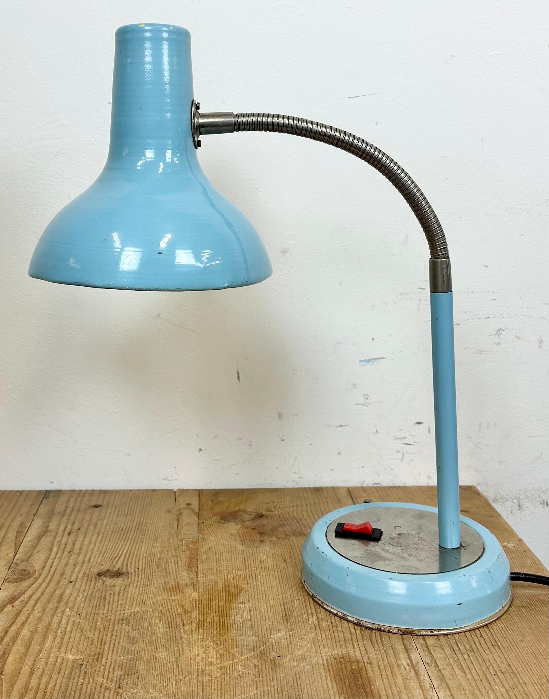 20th Century Blue Industrial Gooseneck Table Lamp, 1960s For Sale