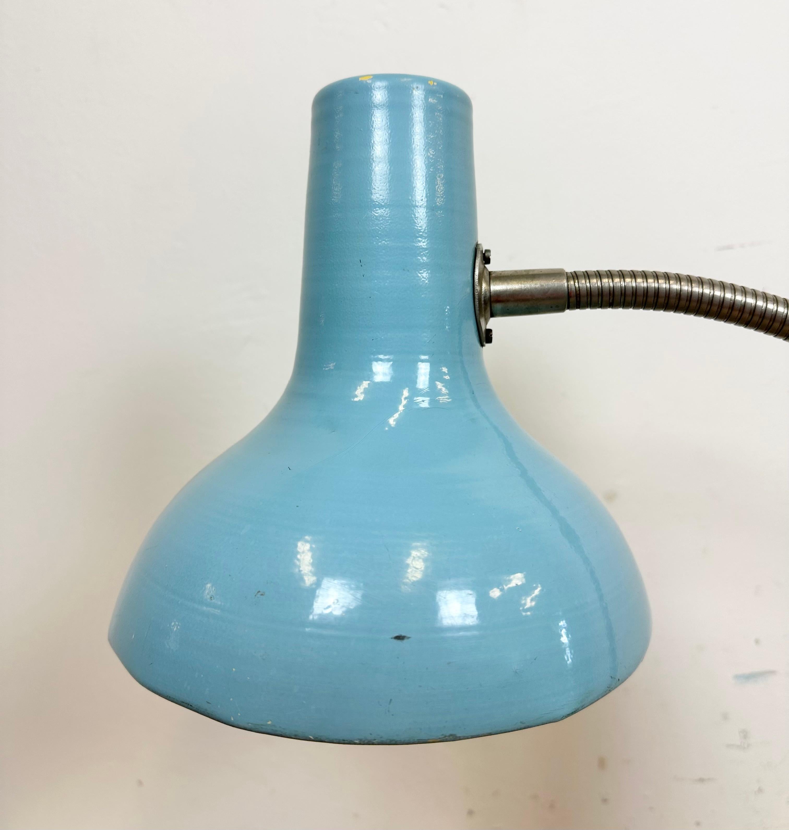 Aluminum Blue Industrial Gooseneck Table Lamp, 1960s For Sale